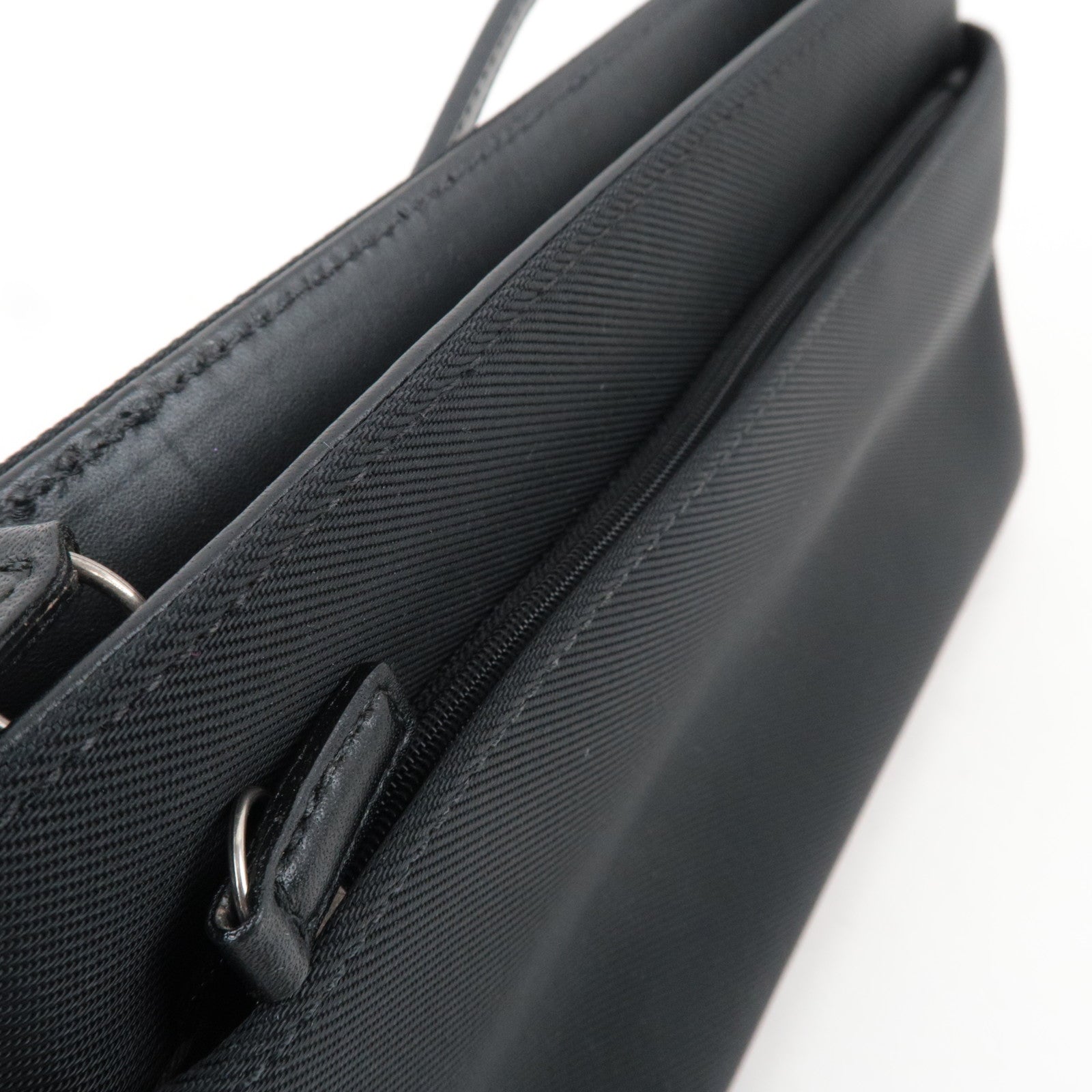 COACH Shoulder Bag Nylon Canvas Leather Black