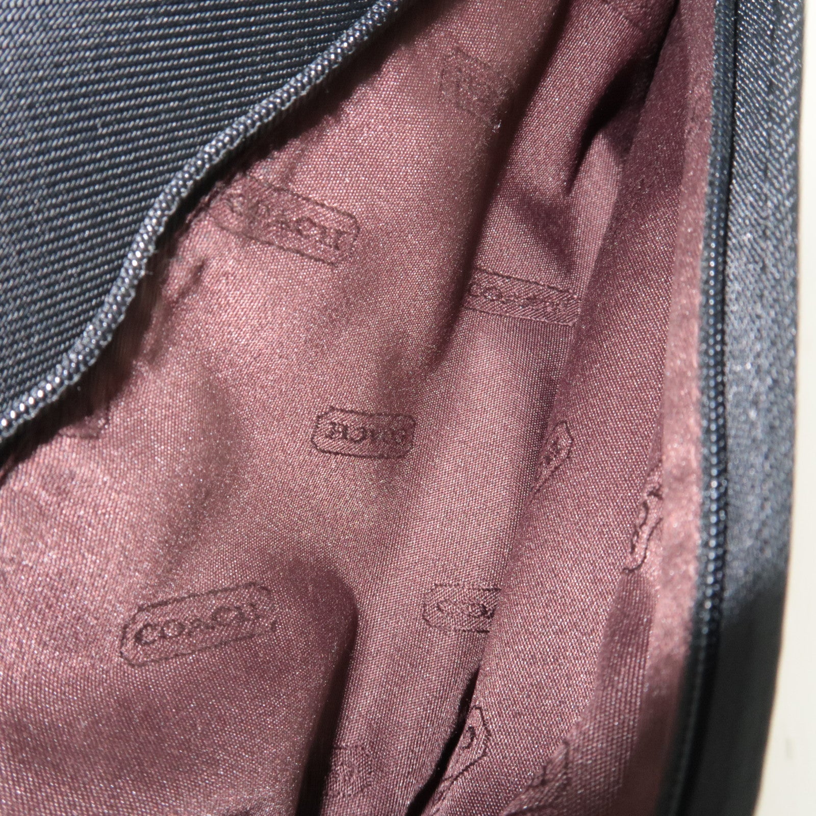 COACH Shoulder Bag Nylon Canvas Leather Black