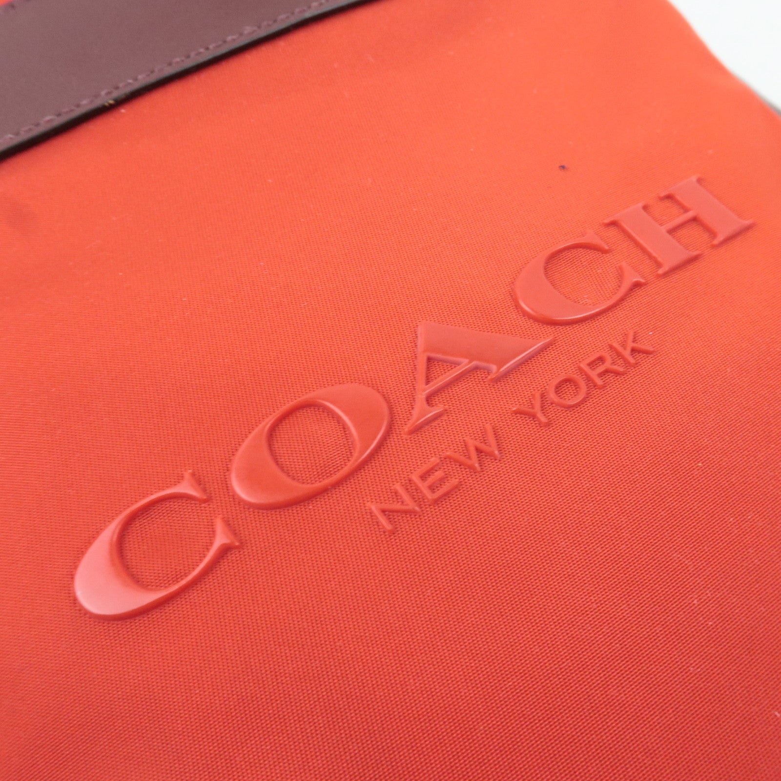 COACH Nylon Leather Body Bag Red Brown F59320
