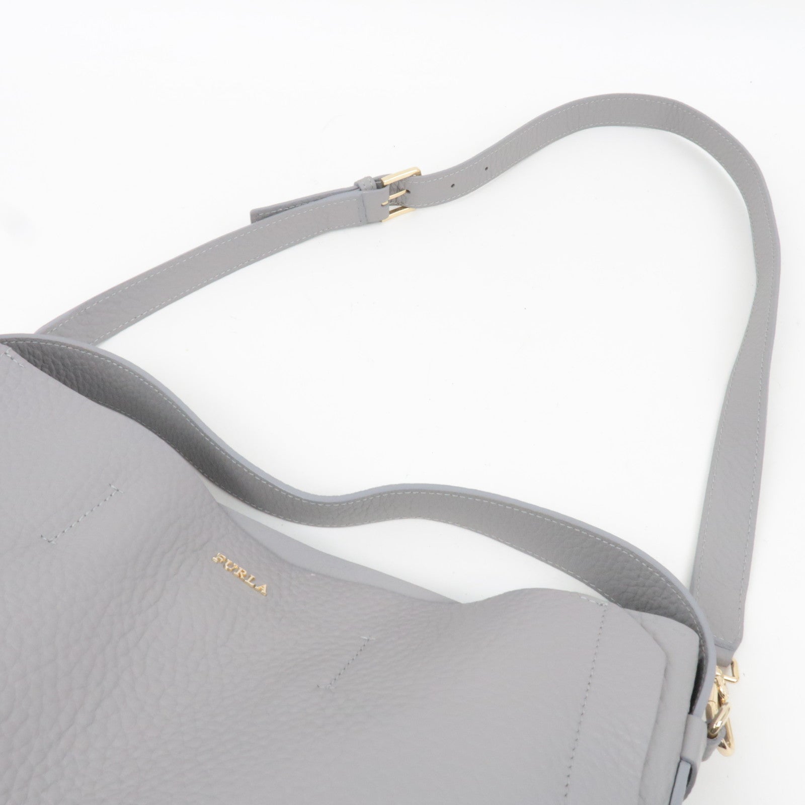 FURLA Leather 2Way Shoulder Bag Gray *Strap