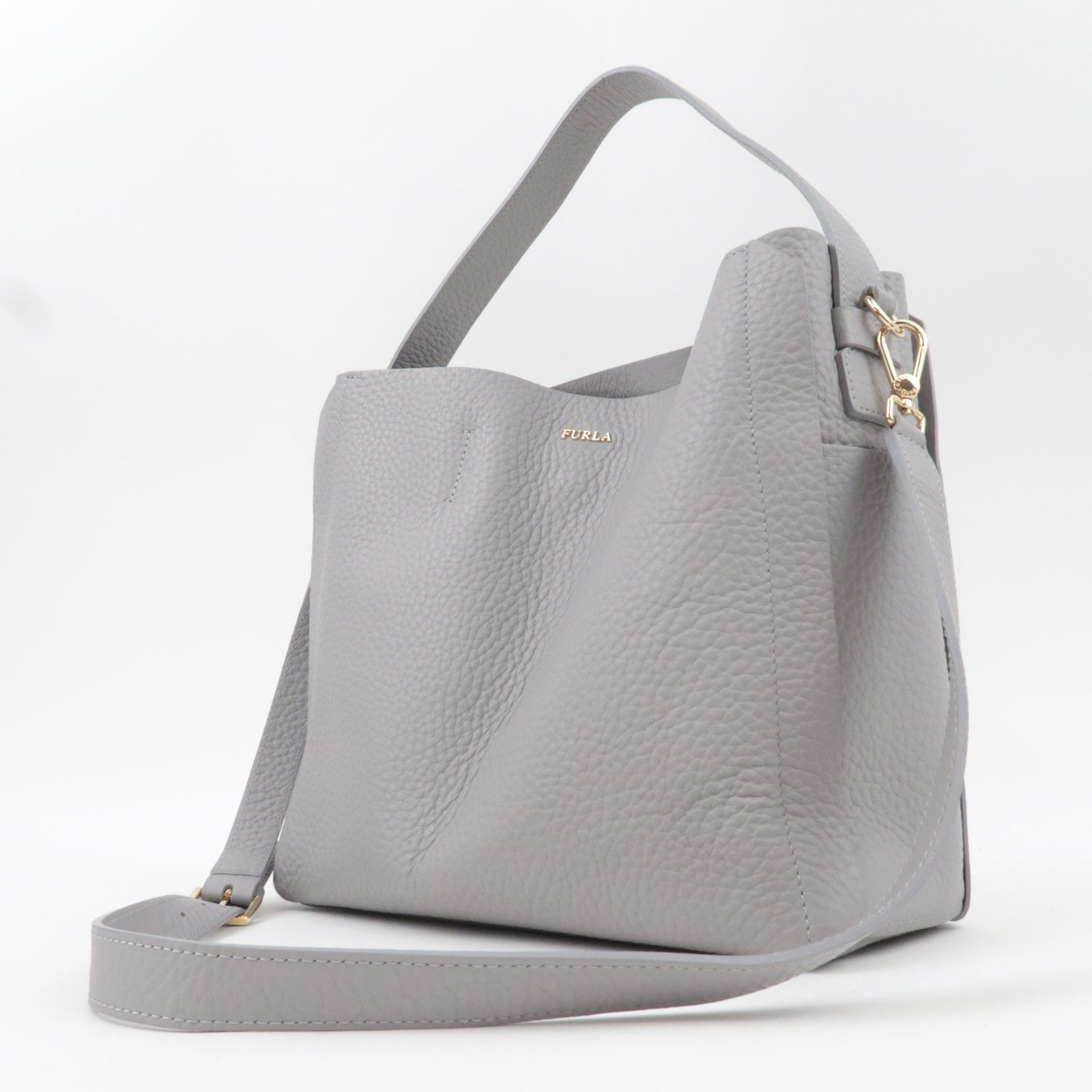 FURLA Leather 2Way Shoulder Bag Gray *Strap