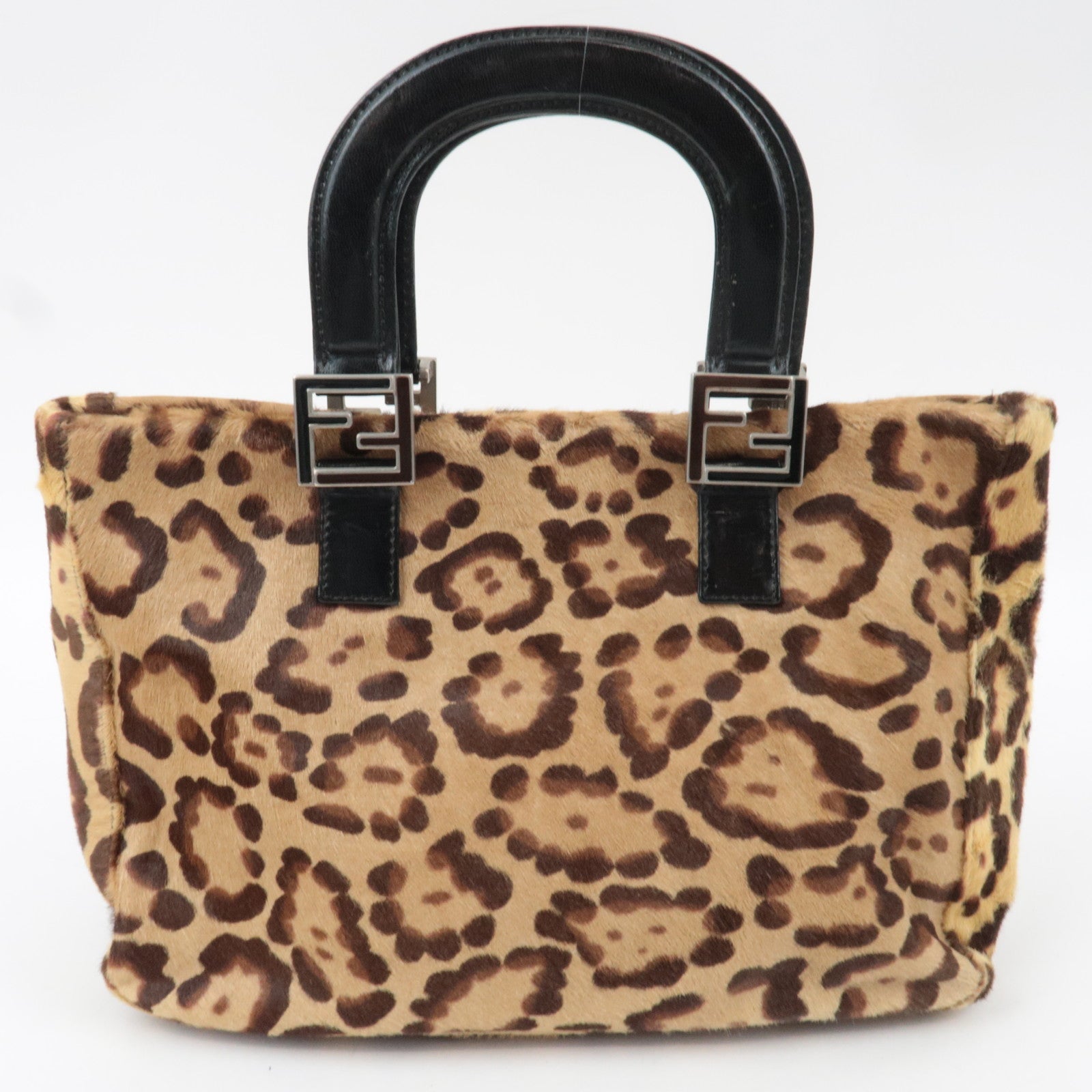FENDI Leopard Print Calf Leather Handbag 26329