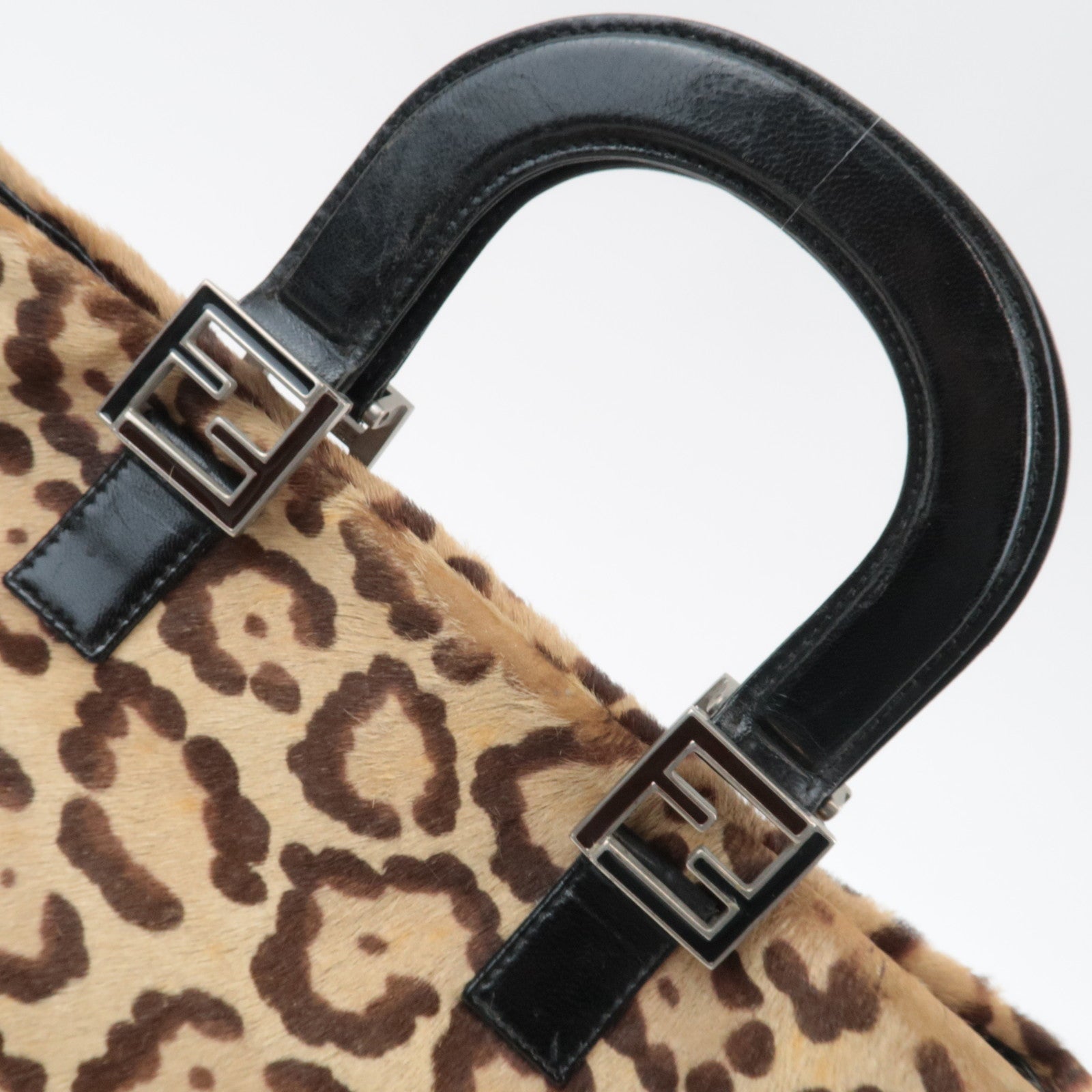 FENDI Leopard Print Calf Leather Handbag 26329