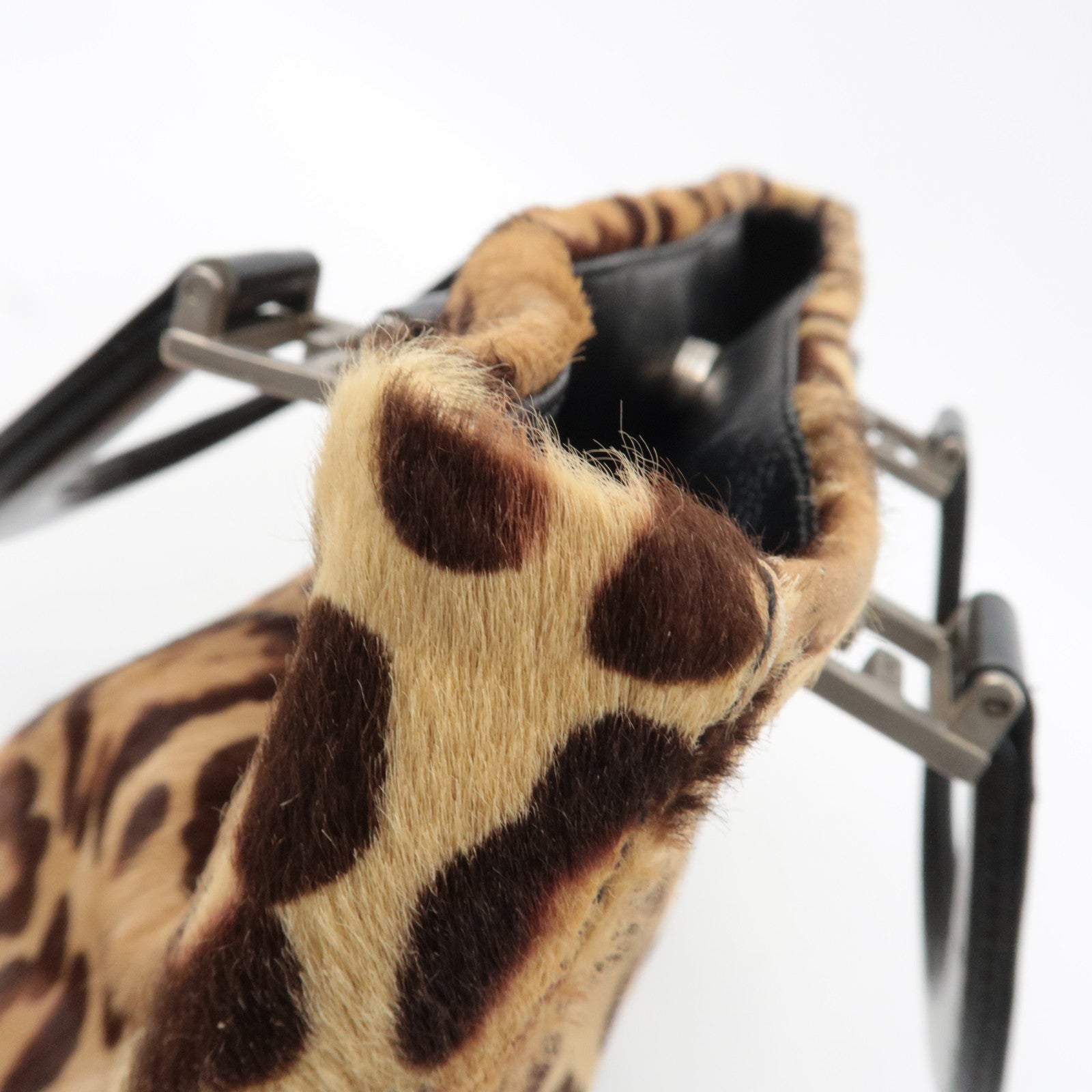 FENDI Leopard Print Calf Leather Handbag 26329