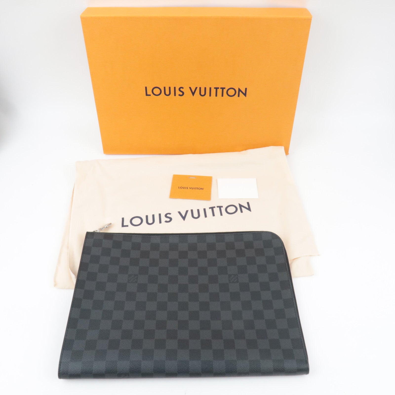 Louis Vuitton Damier Graphite Pochette Jules GM Clutch Bag N41501 RFID *Box, Dust bag