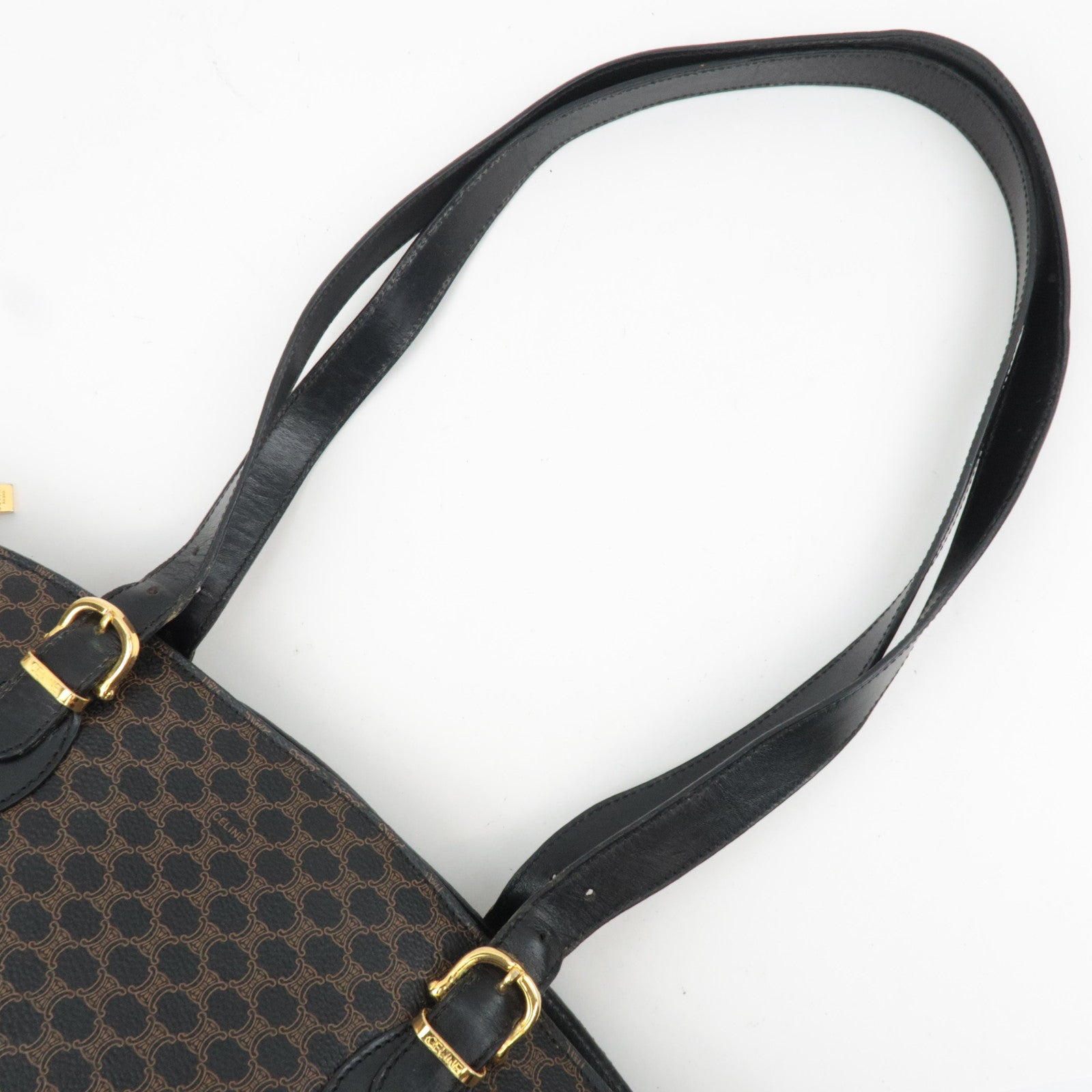 CELINE Macadam Shoulder Tote Bag PVC Leather Black Brown