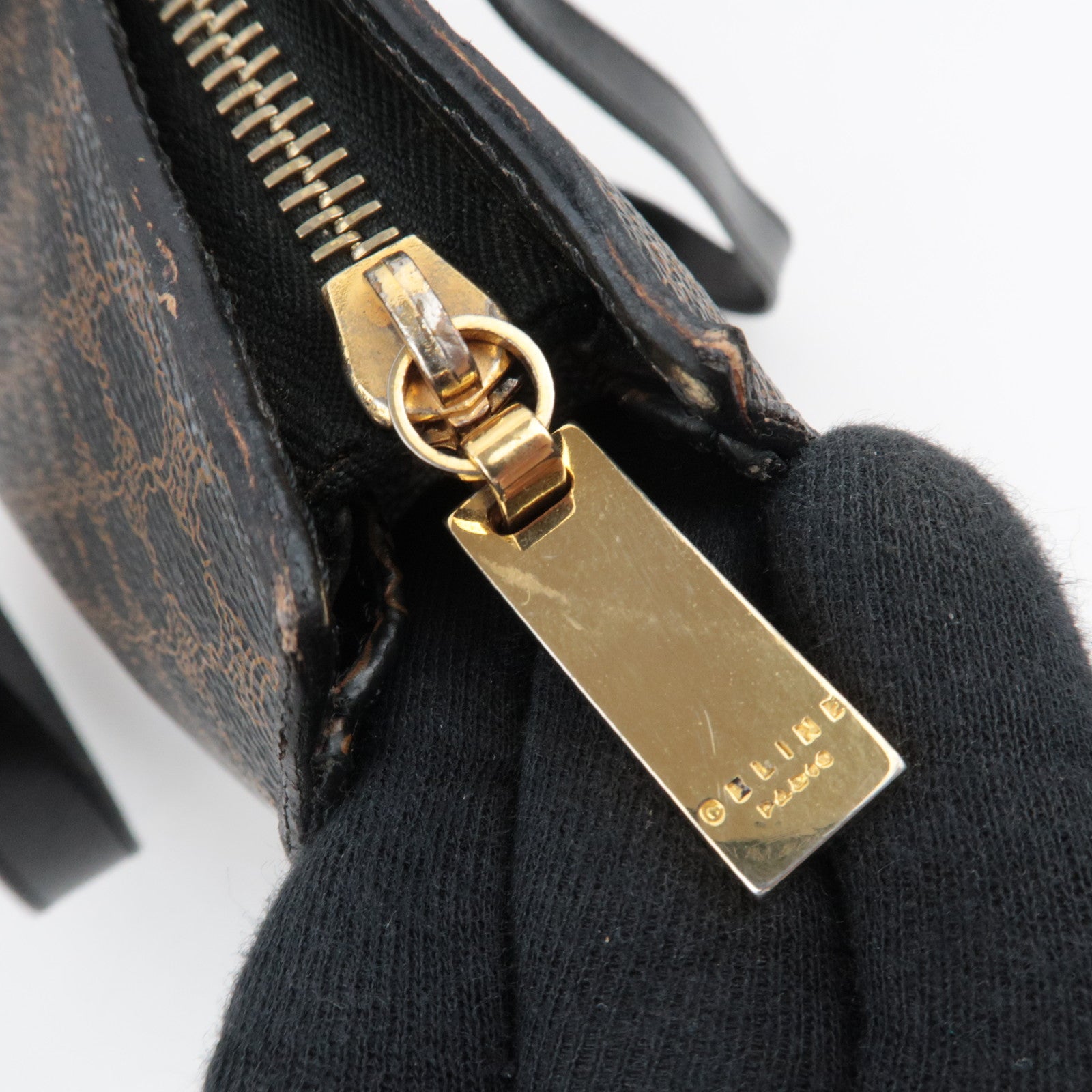 CELINE Macadam Shoulder Tote Bag PVC Leather Black Brown