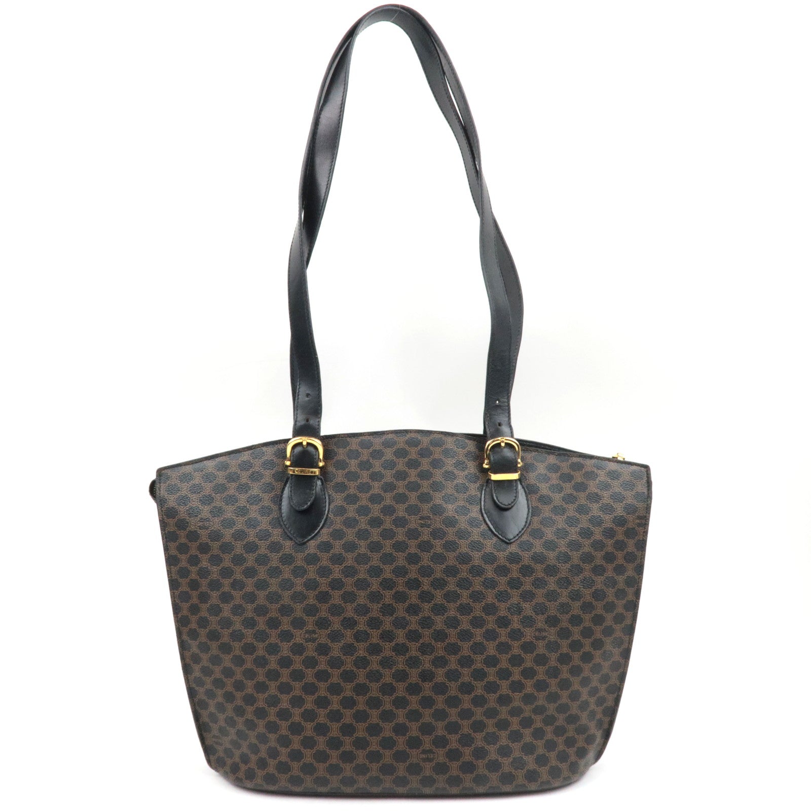 CELINE Macadam Shoulder Tote Bag PVC Leather Black Brown