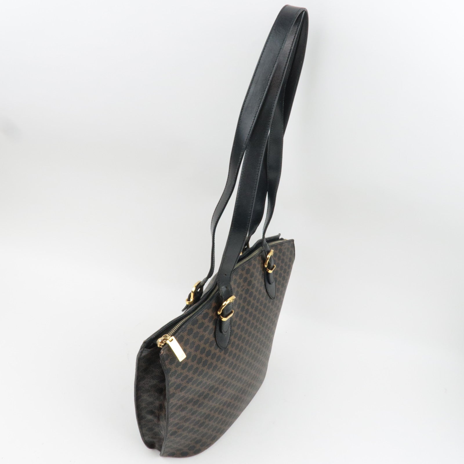 CELINE Macadam Shoulder Tote Bag PVC Leather Black Brown