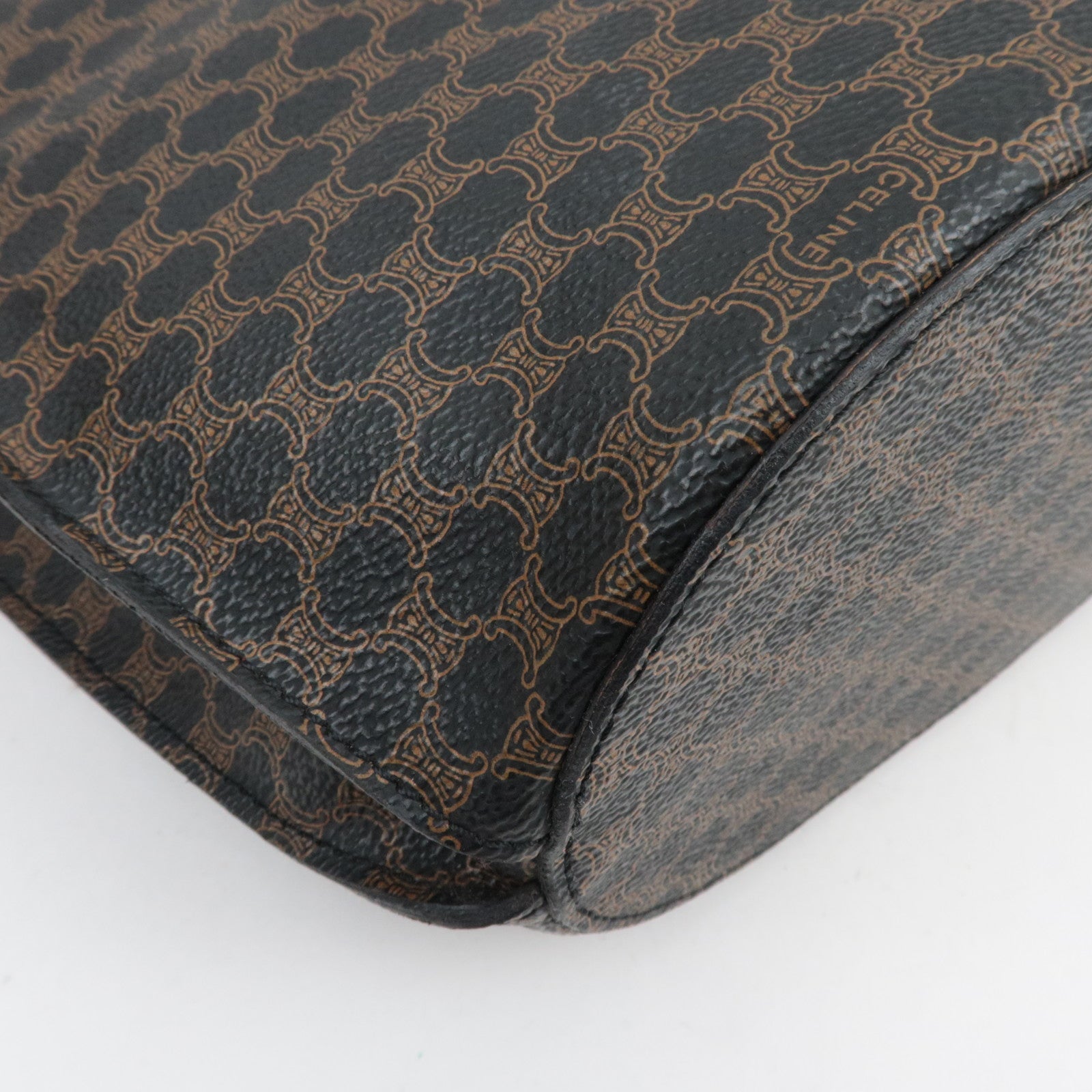 CELINE Macadam Shoulder Tote Bag PVC Leather Black Brown