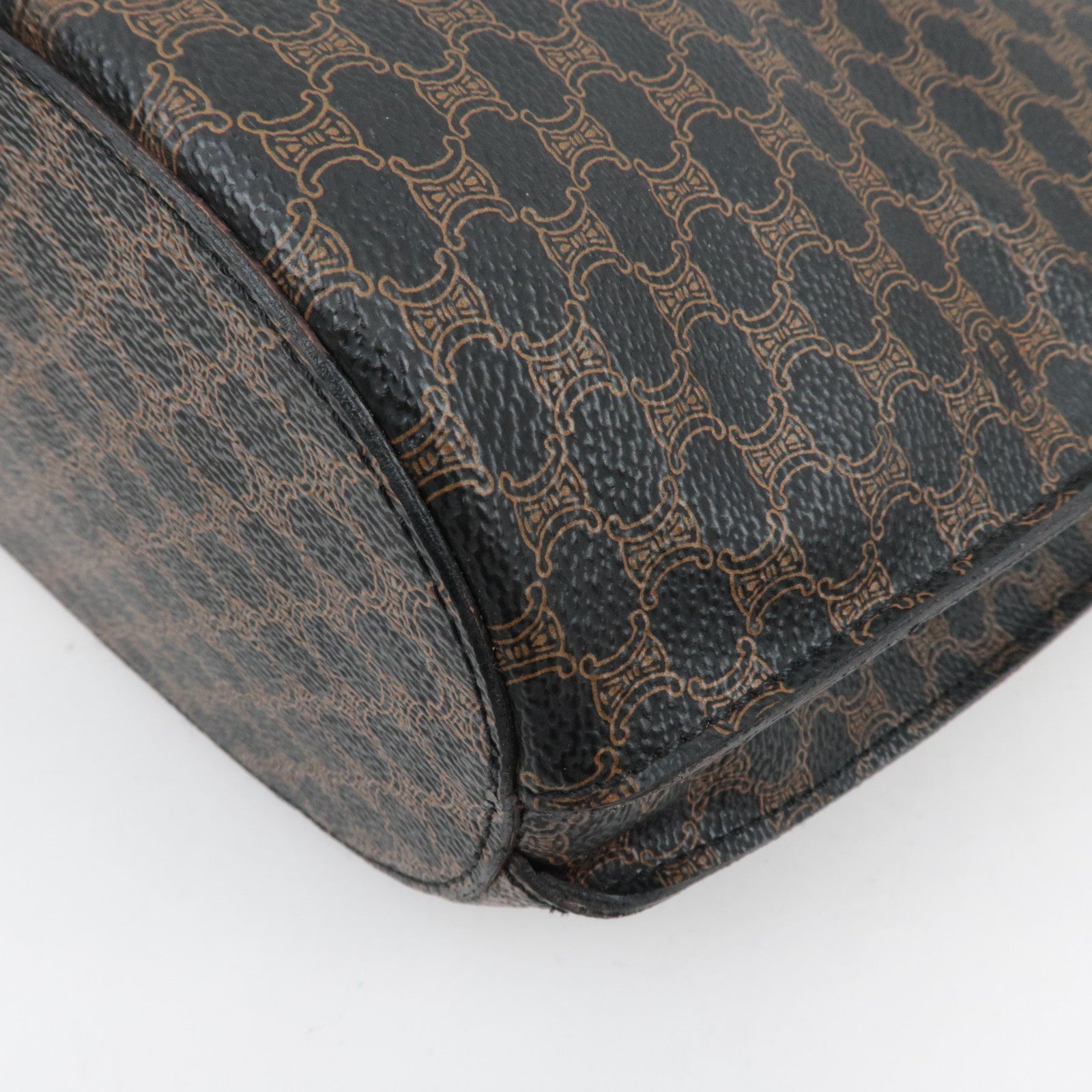 CELINE Macadam Shoulder Tote Bag PVC Leather Black Brown