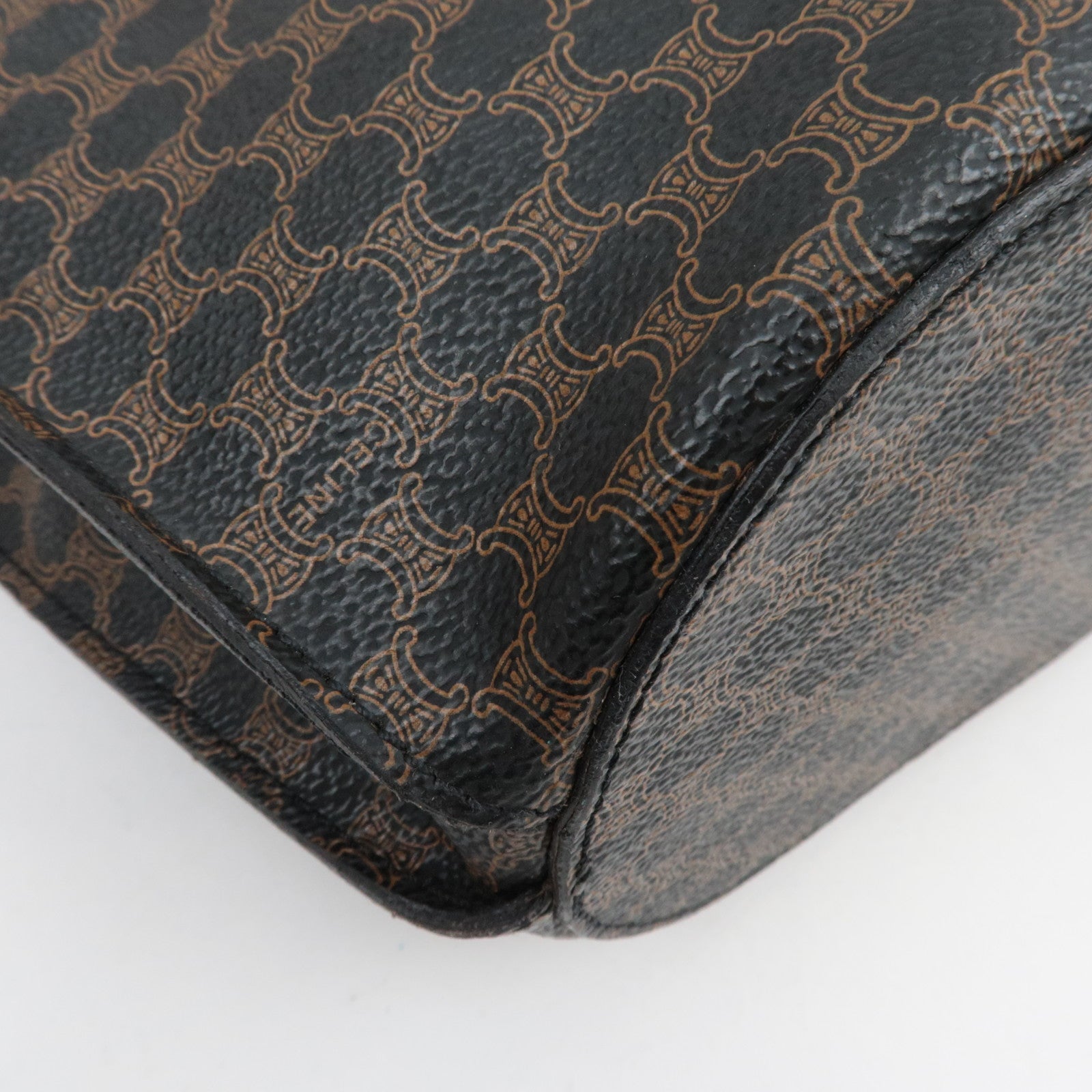 CELINE Macadam Shoulder Tote Bag PVC Leather Black Brown