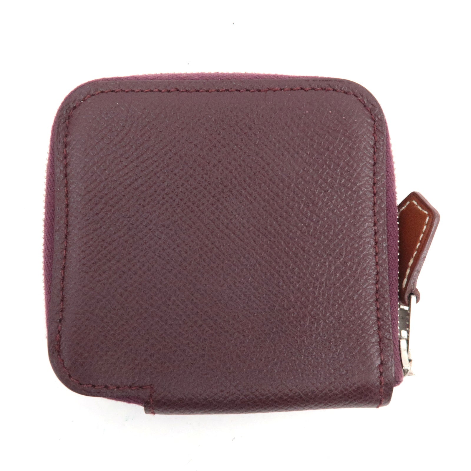 HERMES Azap Compact Mini Silkin Wallet A Stamp (2017) Epsom Bordeaux