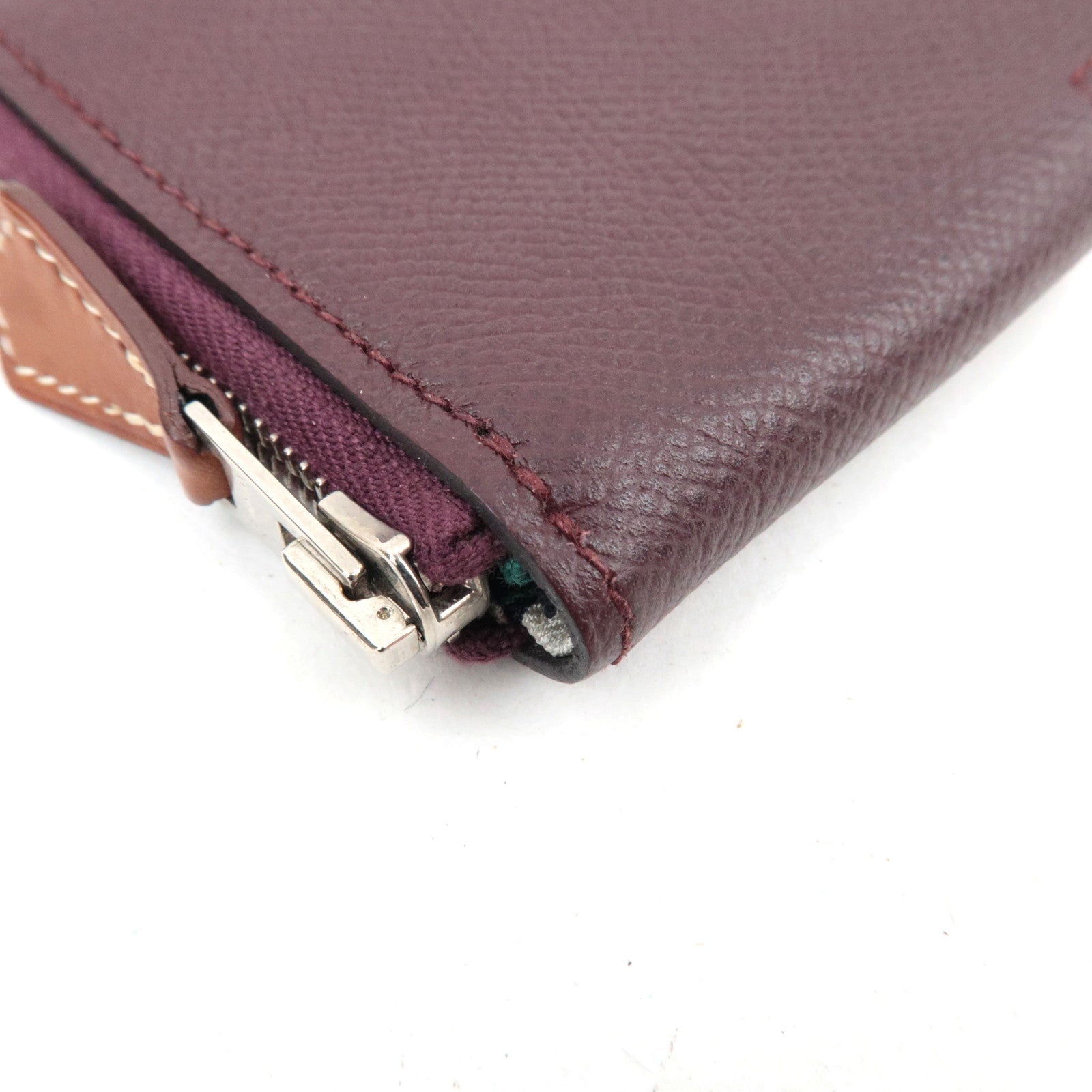 HERMES Azap Compact Mini Silkin Wallet A Stamp (2017) Epsom Bordeaux