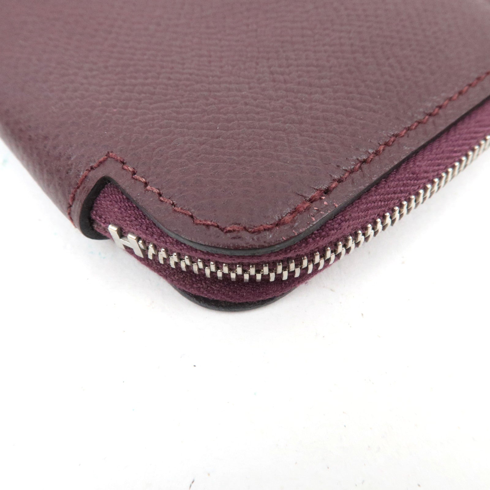 HERMES Azap Compact Mini Silkin Wallet A Stamp (2017) Epsom Bordeaux