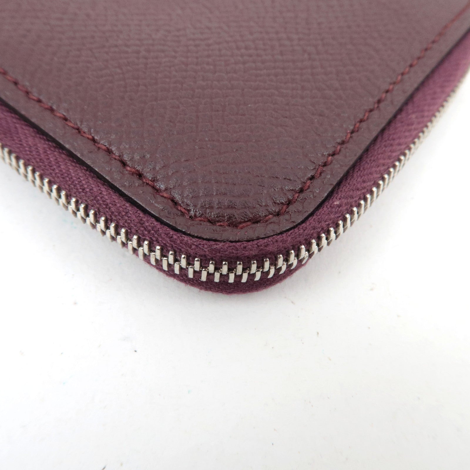 HERMES Azap Compact Mini Silkin Wallet A Stamp (2017) Epsom Bordeaux