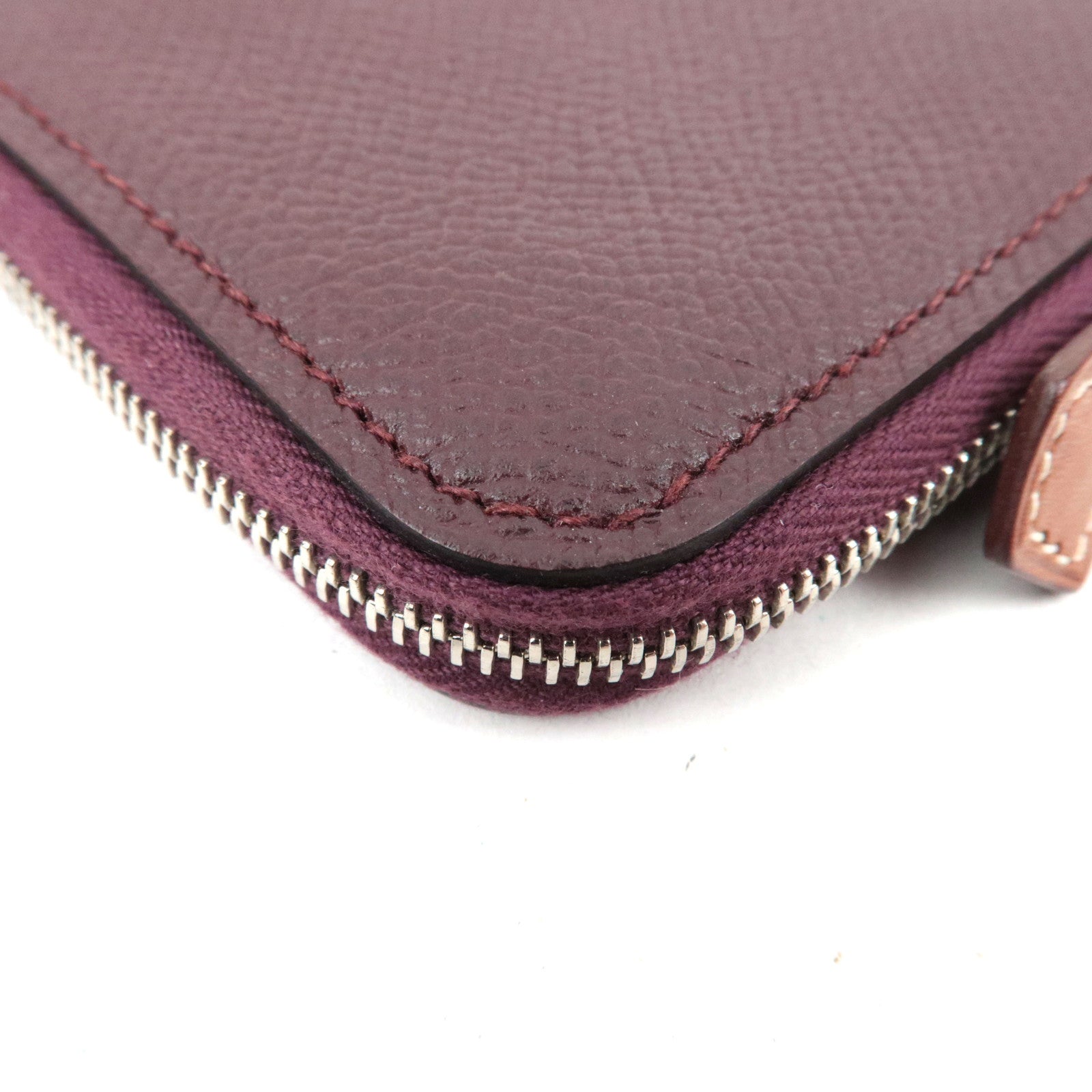 HERMES Azap Compact Mini Silkin Wallet A Stamp (2017) Epsom Bordeaux