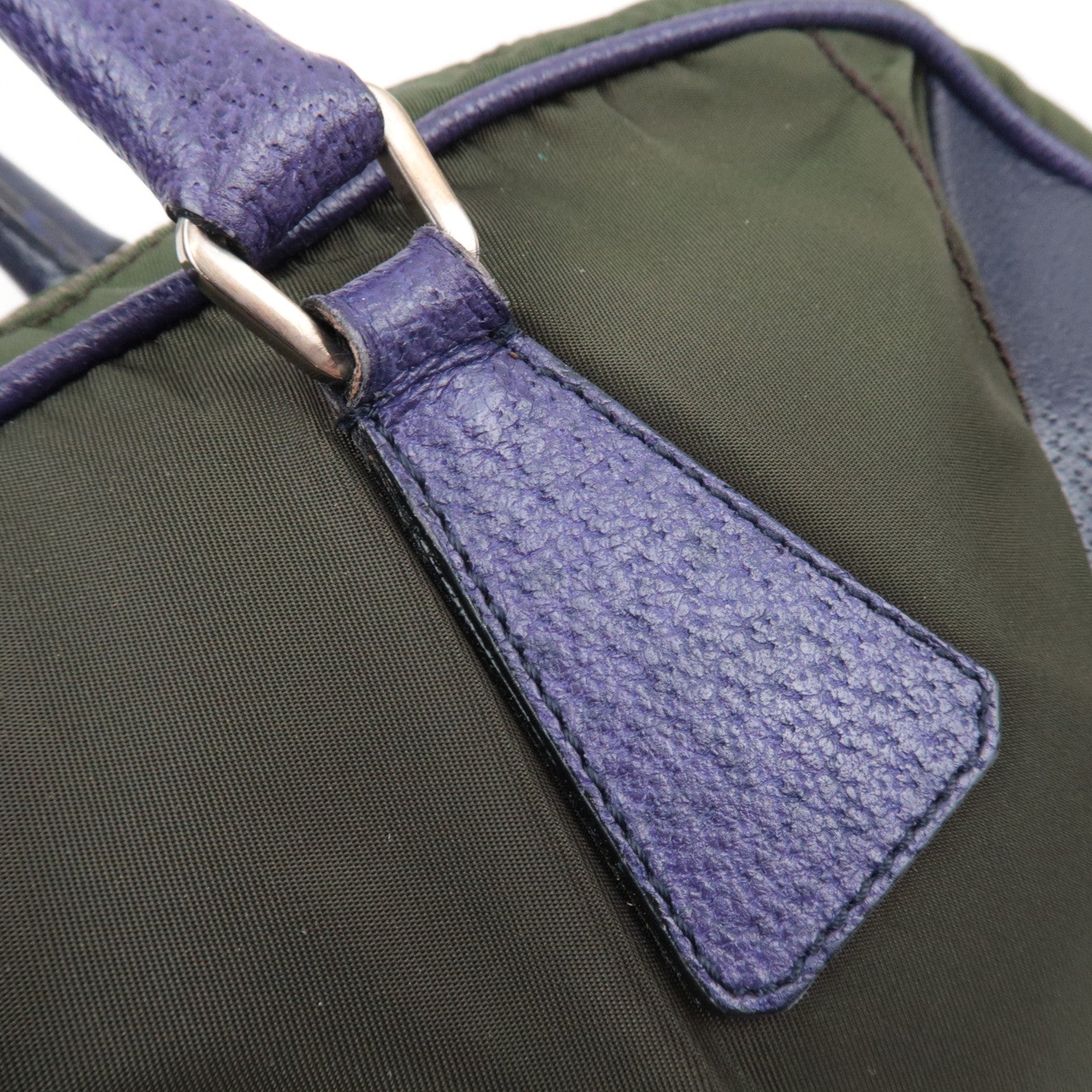 PRADA Nylon Leather Shoulder Bag Khaki Purple B10746 *G card