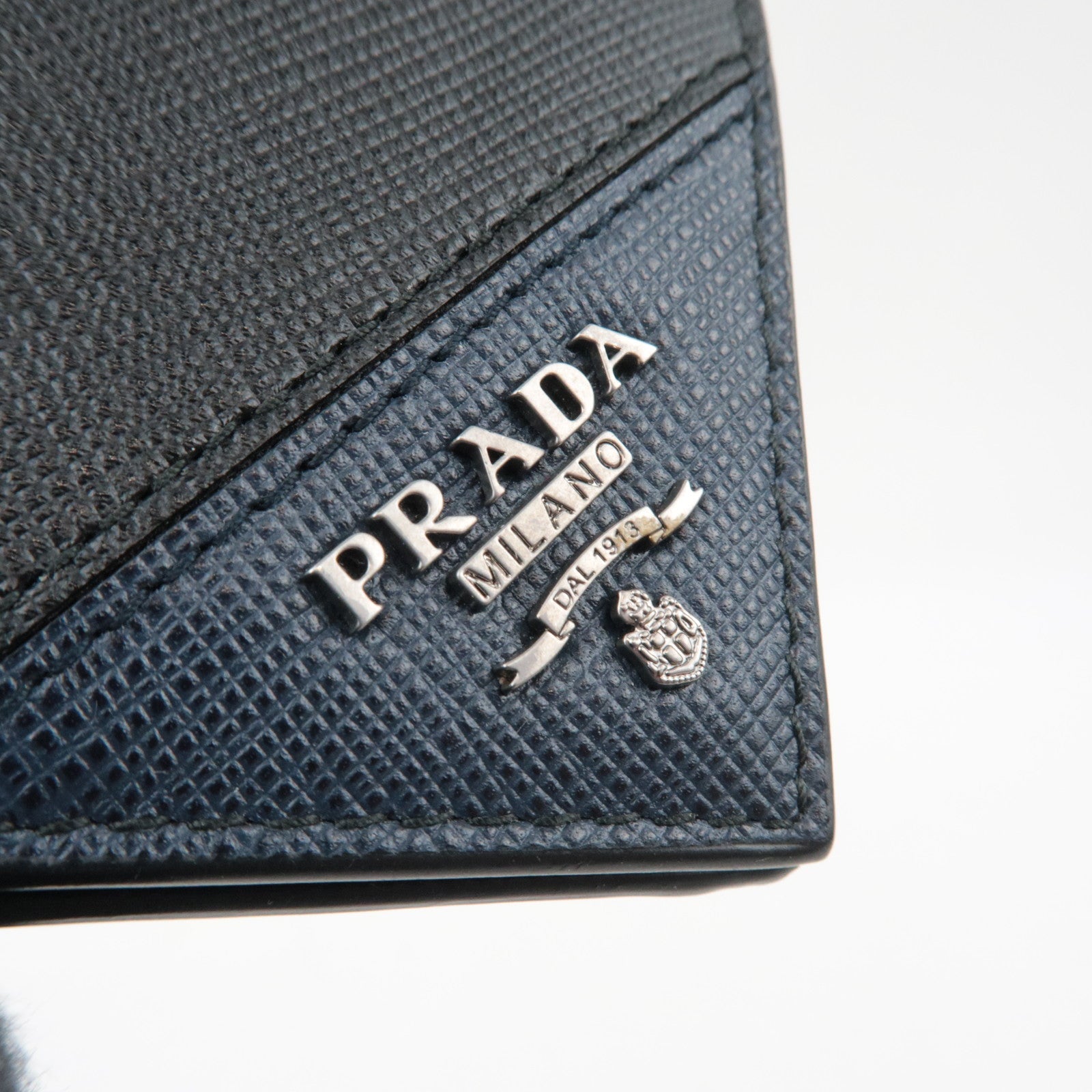PRADA Logo Leather Card Case Black Navy 2MC122 *G card