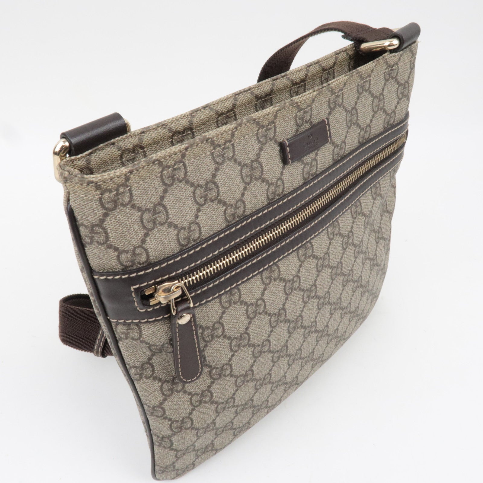 GUCCI Shoulder Bag GG Supreme Leather Beige Brown 295257