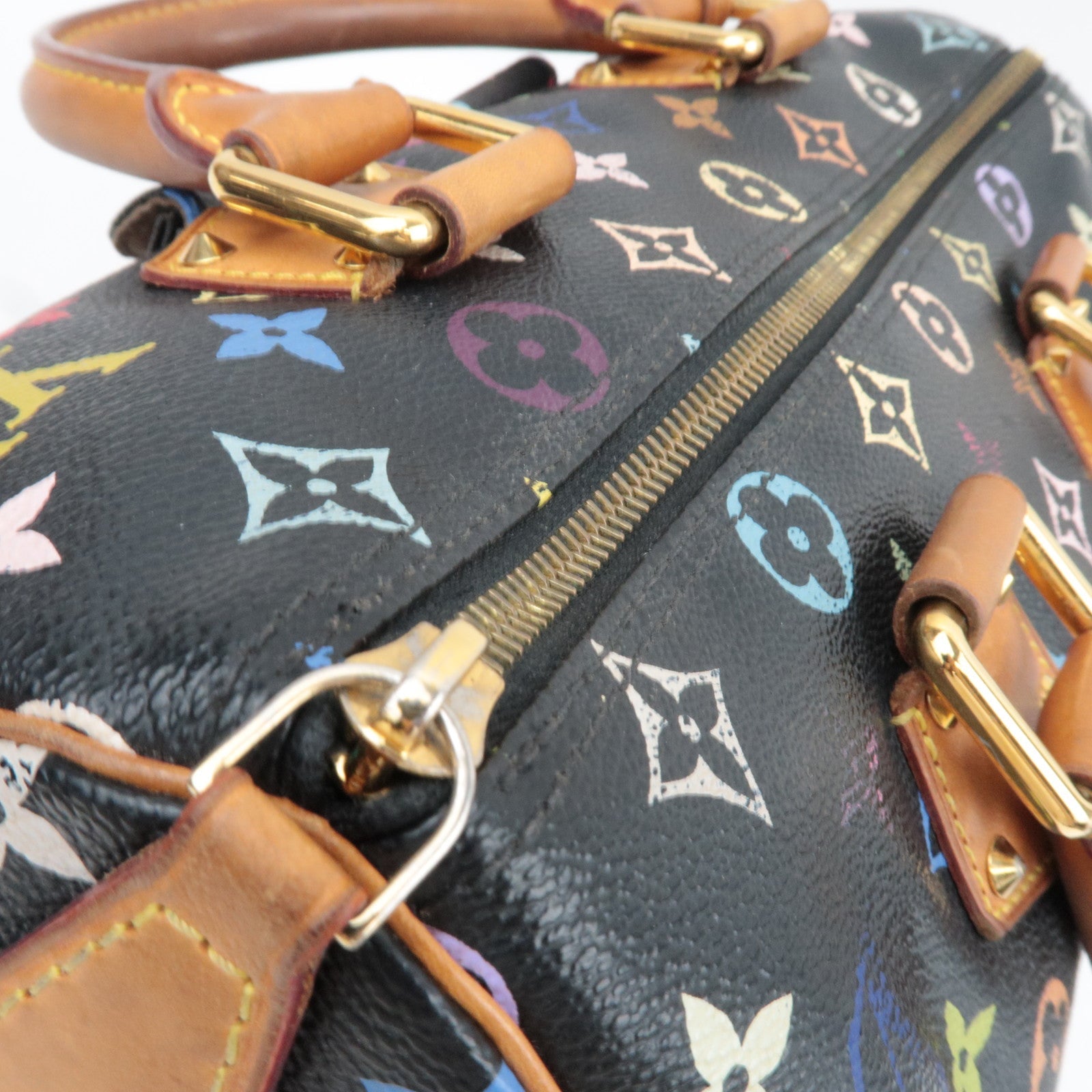 Louis Vuitton Monogram Multicolor Speedy 30 Handbag Noir M92642 SP0192 *Clochette, Key