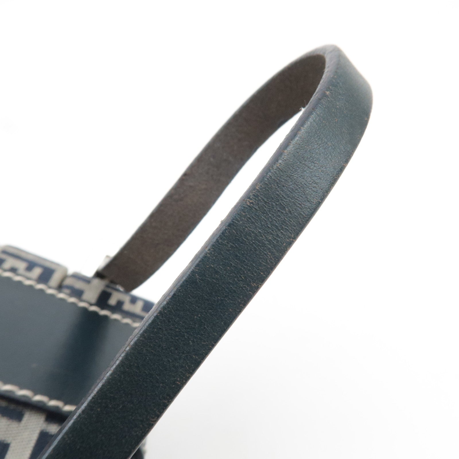 FENDI Zucchino Canvas Leather Mini Box Handbag Navy 26805