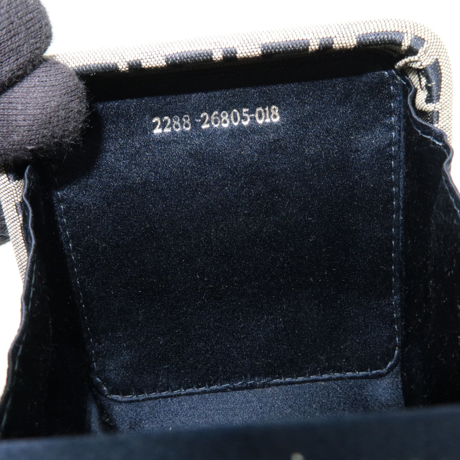 FENDI Zucchino Canvas Leather Mini Box Handbag Navy 26805