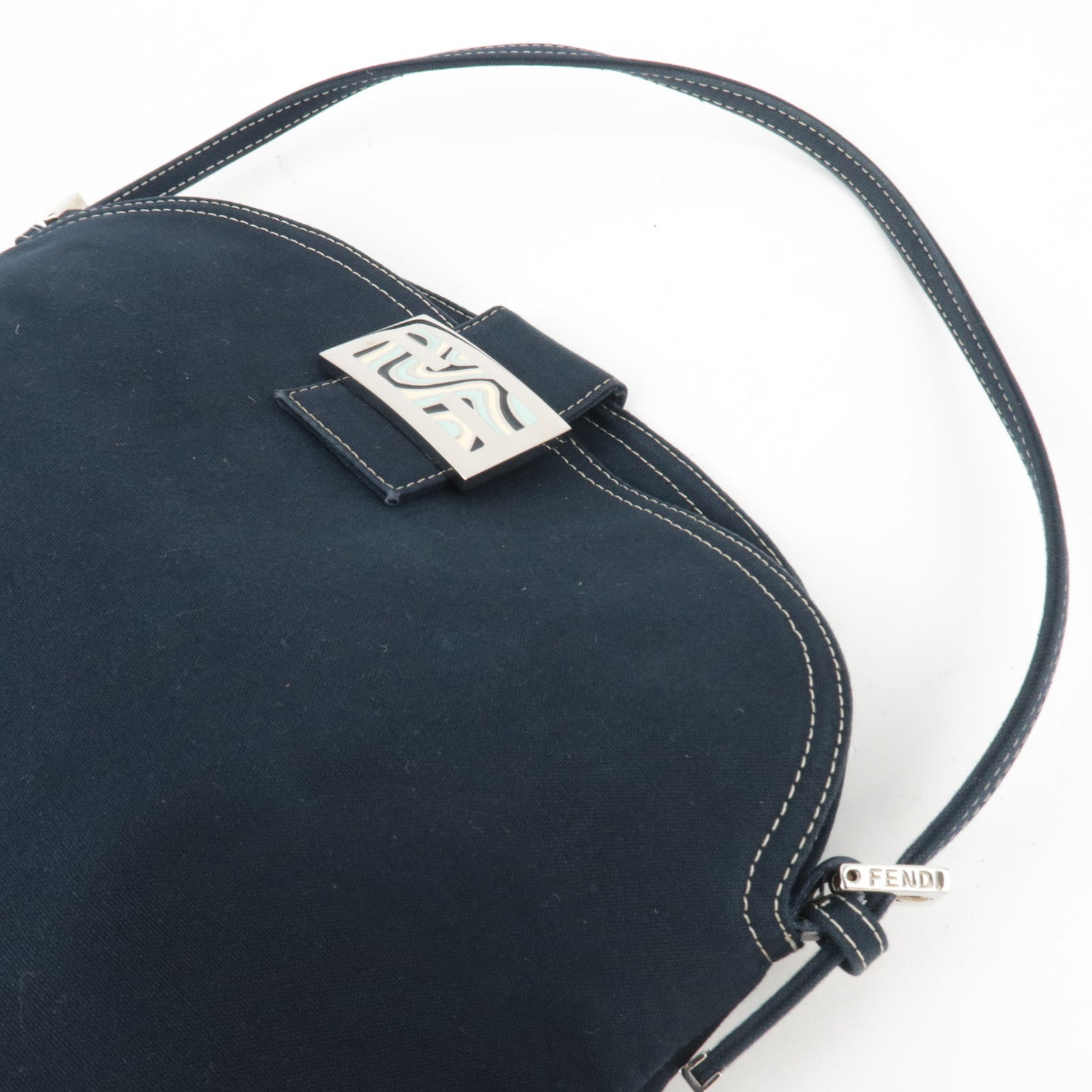 FENDI Canvas Shoulder Bag Navy *Dust bag