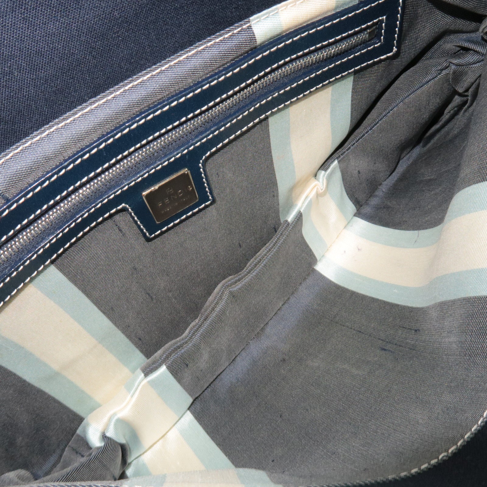 FENDI Canvas Shoulder Bag Navy *Dust bag