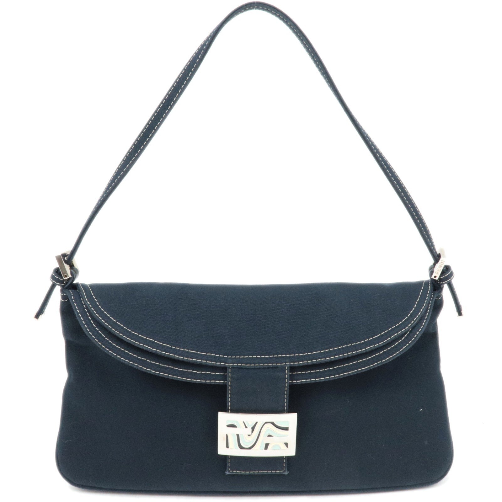 FENDI Canvas Shoulder Bag Navy *Dust bag