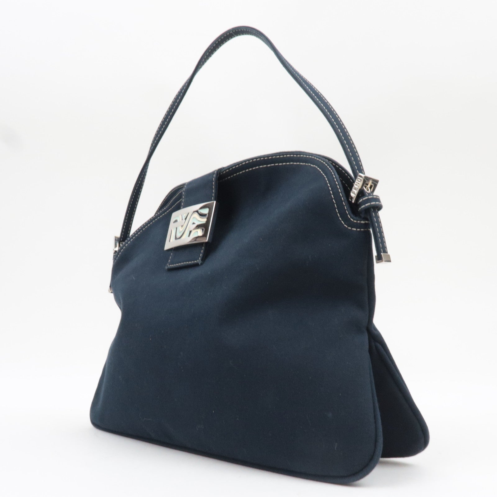 FENDI Canvas Shoulder Bag Navy *Dust bag
