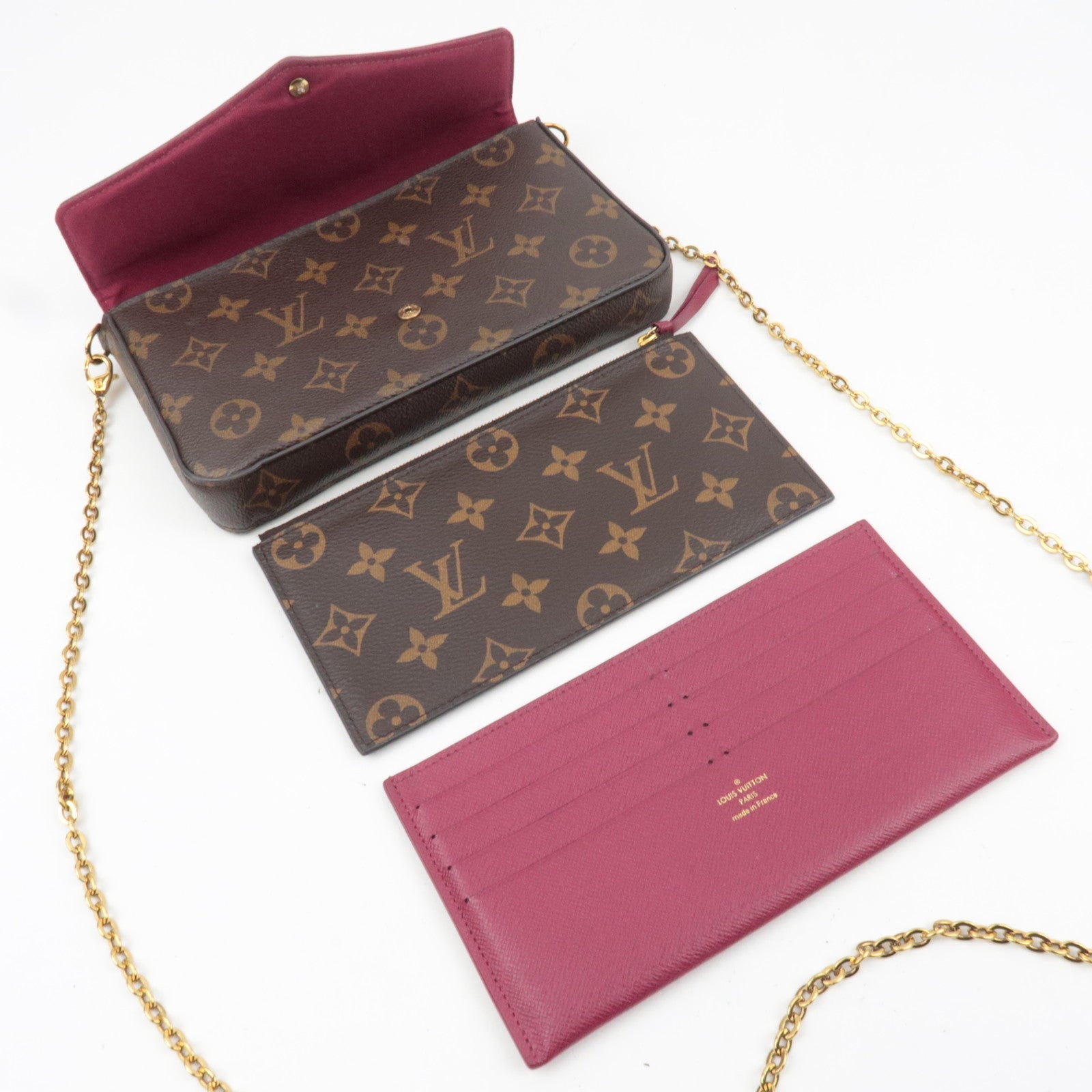 Louis Vuitton Monogram Pochette Felicie Shoulder Bag Fuchsia M81896 MI1107 *Pouch