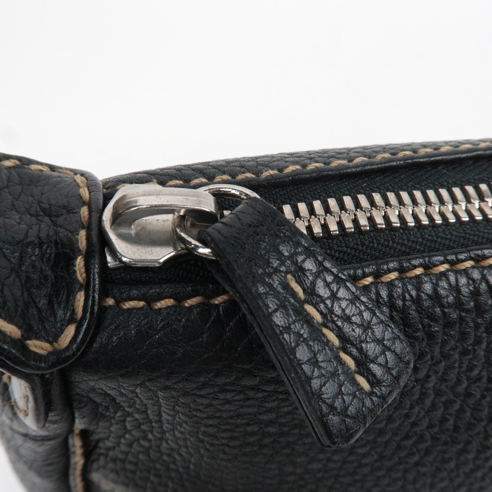 CHANEL Logo Leather Shoulder Bag Black 7741595 *G card