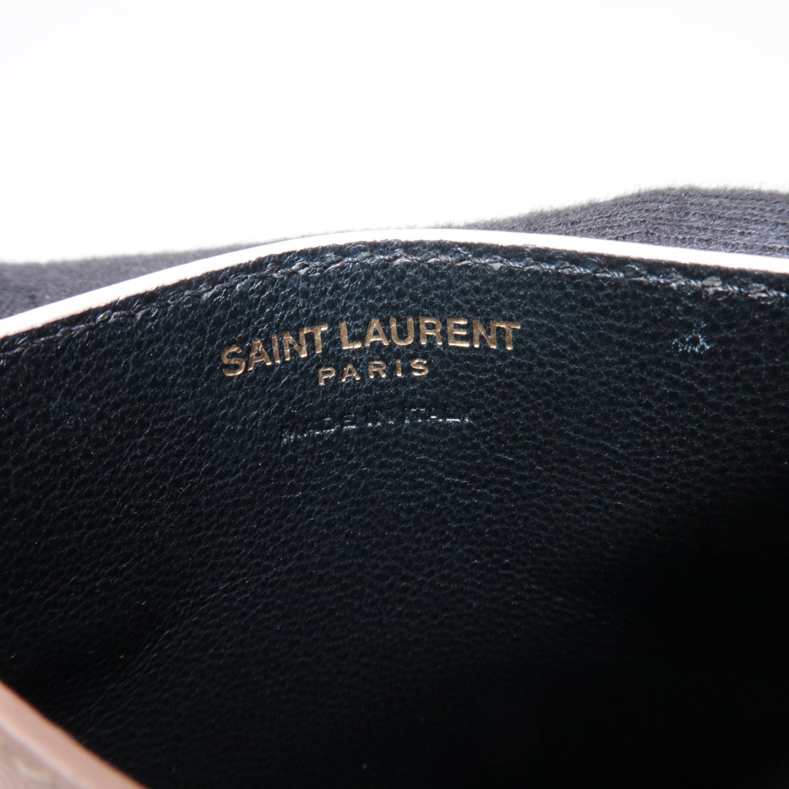 SAINT LAURENT Cassandra Card Case Leather Pink Gold HDW 423291 *Box