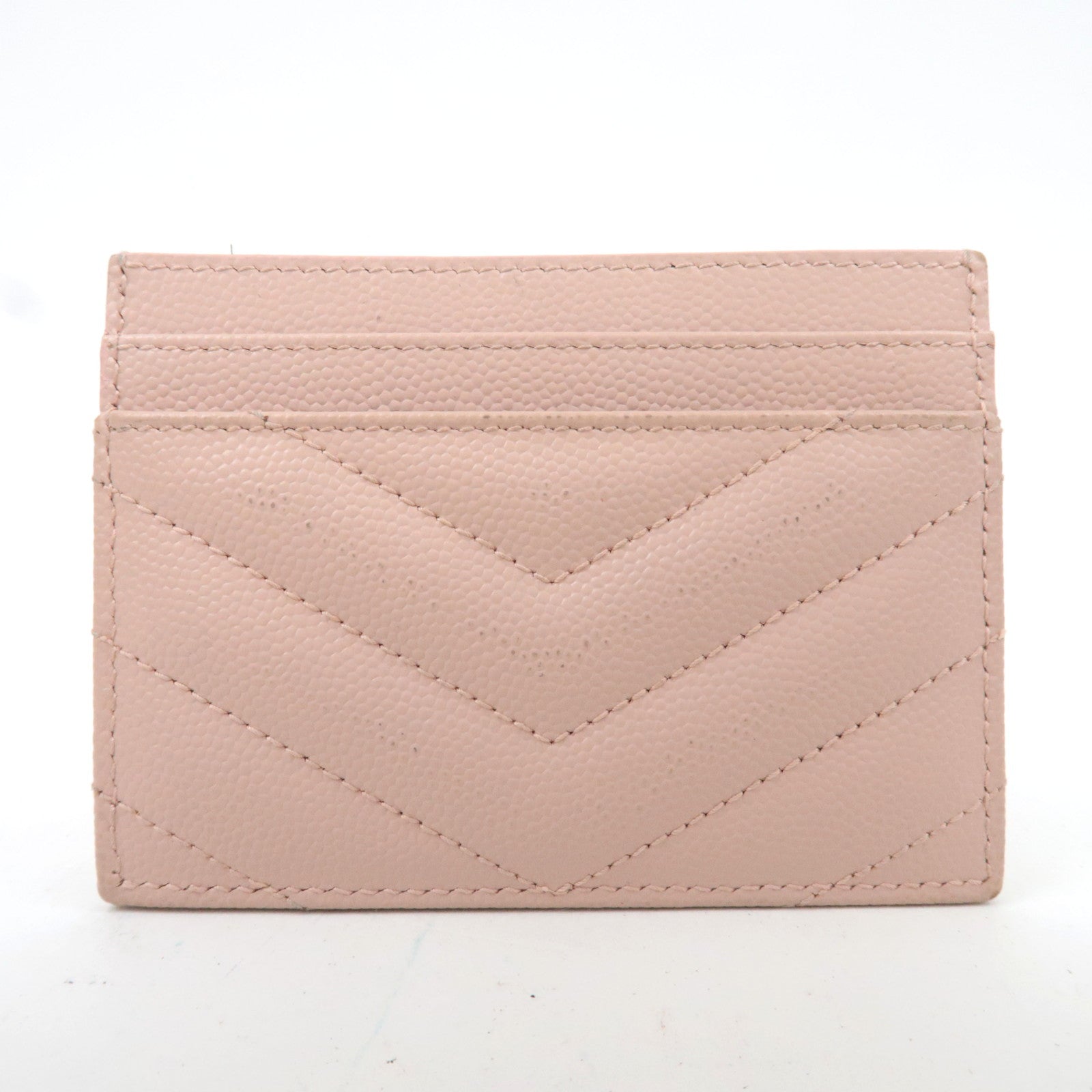 SAINT LAURENT Cassandra Card Case Leather Pink Gold HDW 423291 *Box
