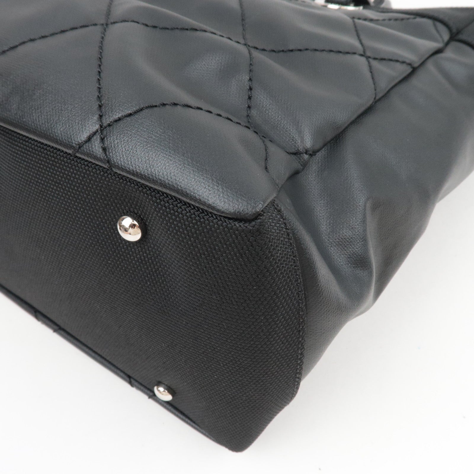 CHANEL Paris Biarritz Tote Bag MM Coated Canvas Leather Black Silver HDW 17789328