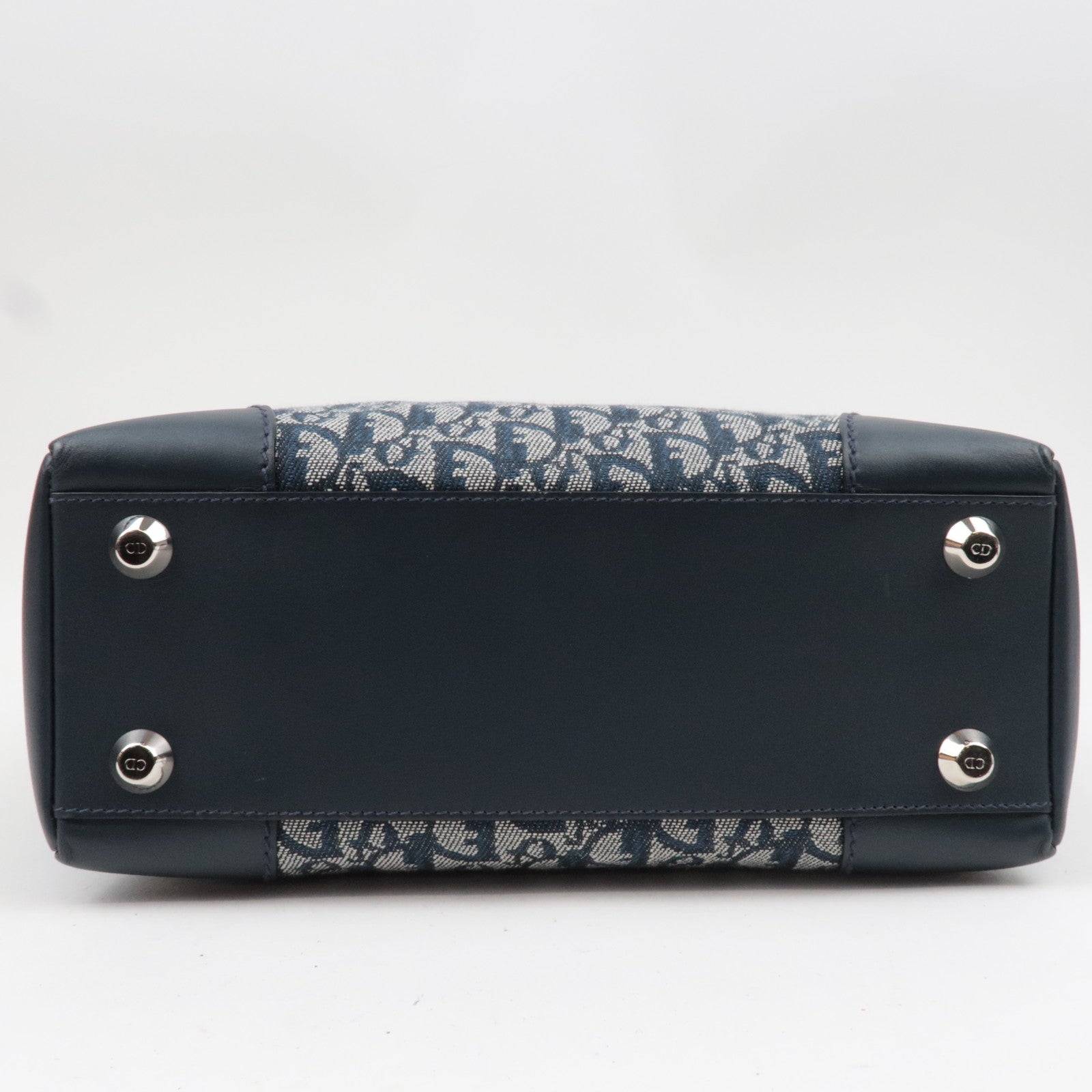 Christian Dior Trotter Tote Bag Canvas Leather Navy *Dust Bag, G Card