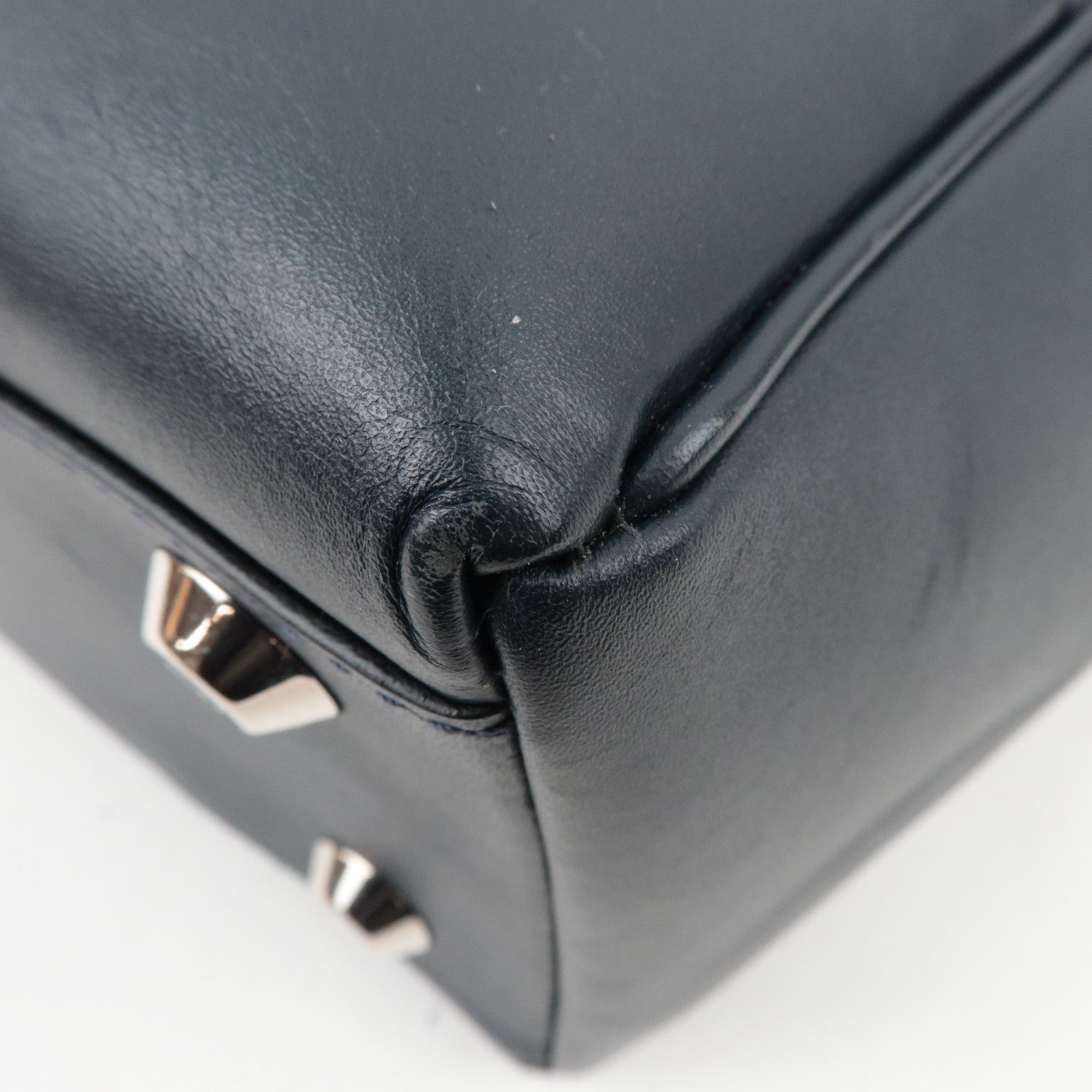 Christian Dior Trotter Tote Bag Canvas Leather Navy *Dust Bag, G Card