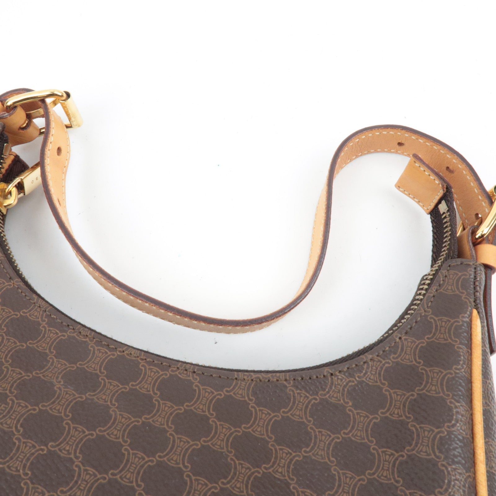 CELINE Macadam PVC Leather Shoulder Bag Brown