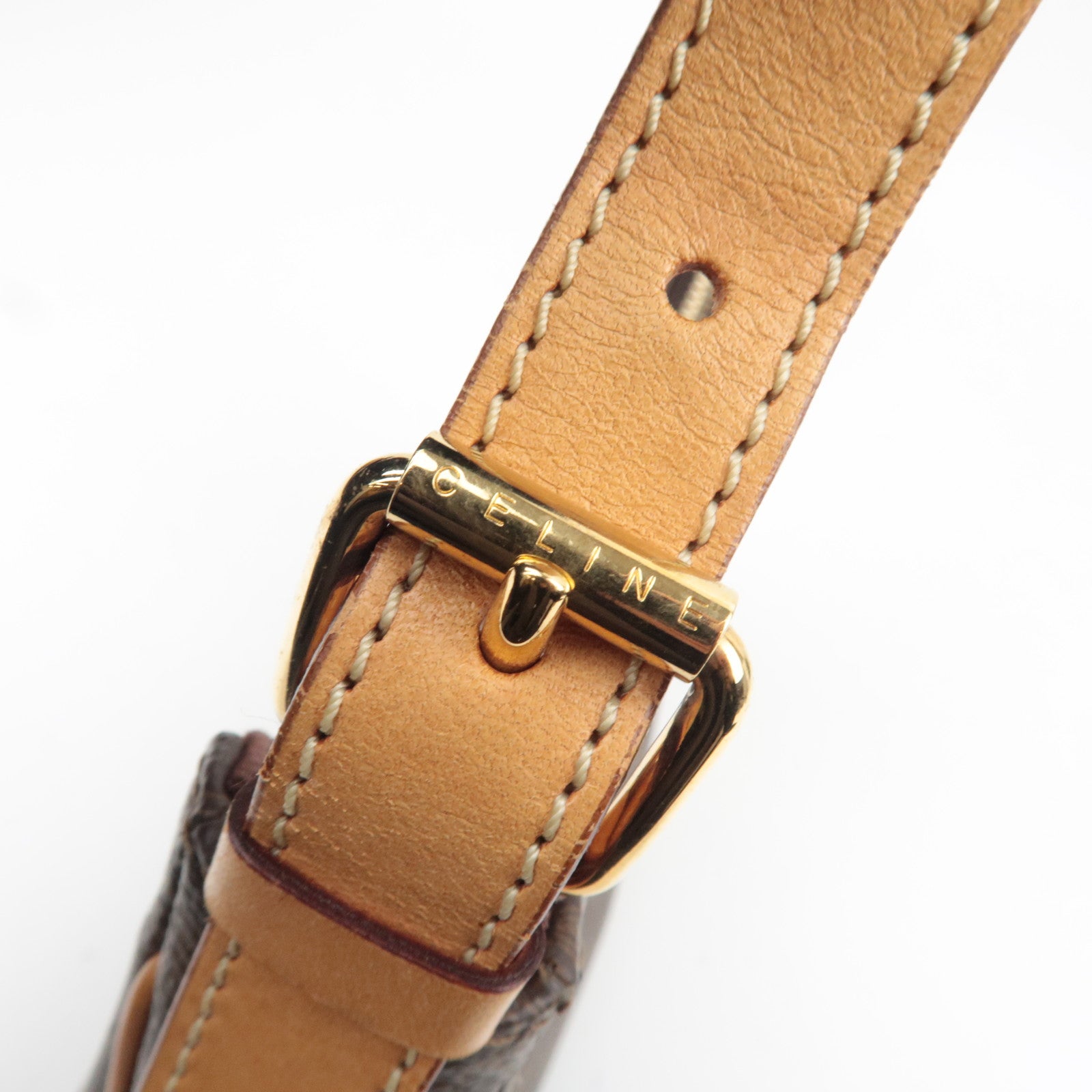 CELINE Macadam PVC Leather Shoulder Bag Brown