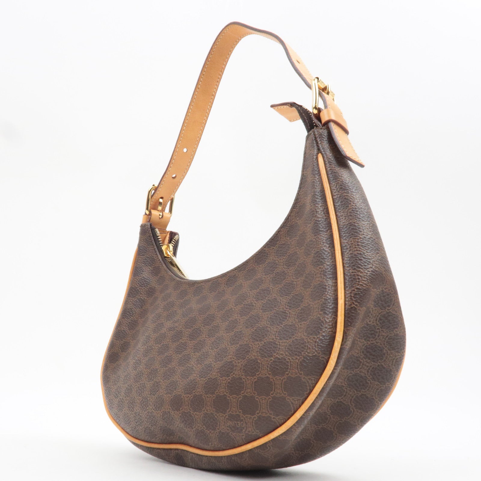 CELINE Macadam PVC Leather Shoulder Bag Brown