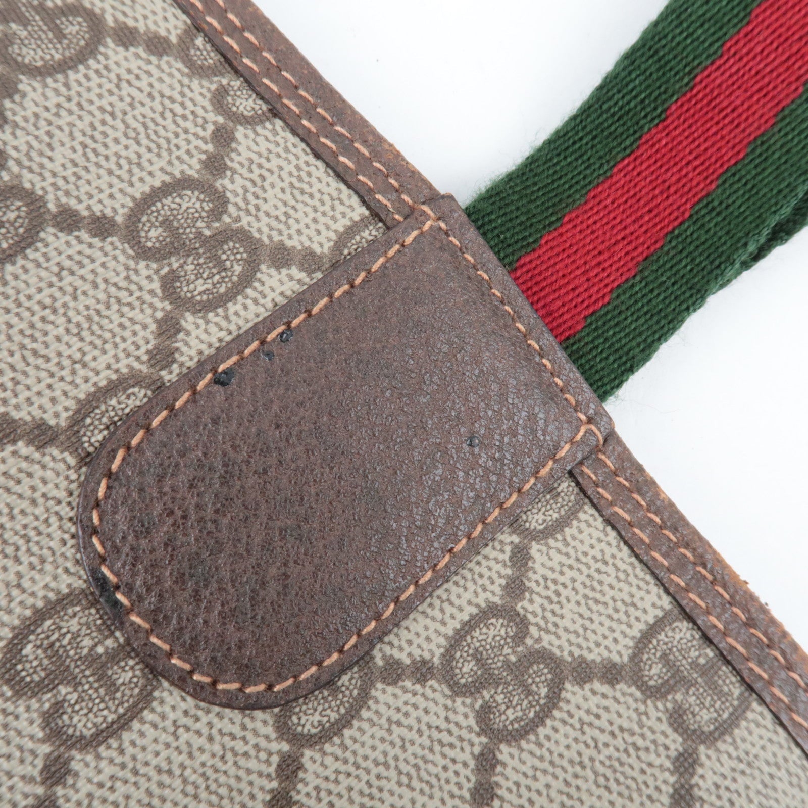 GUCCI Old Gucci Sherry Tote Bag GG Plus Leather Beige Brown 002.39.6487