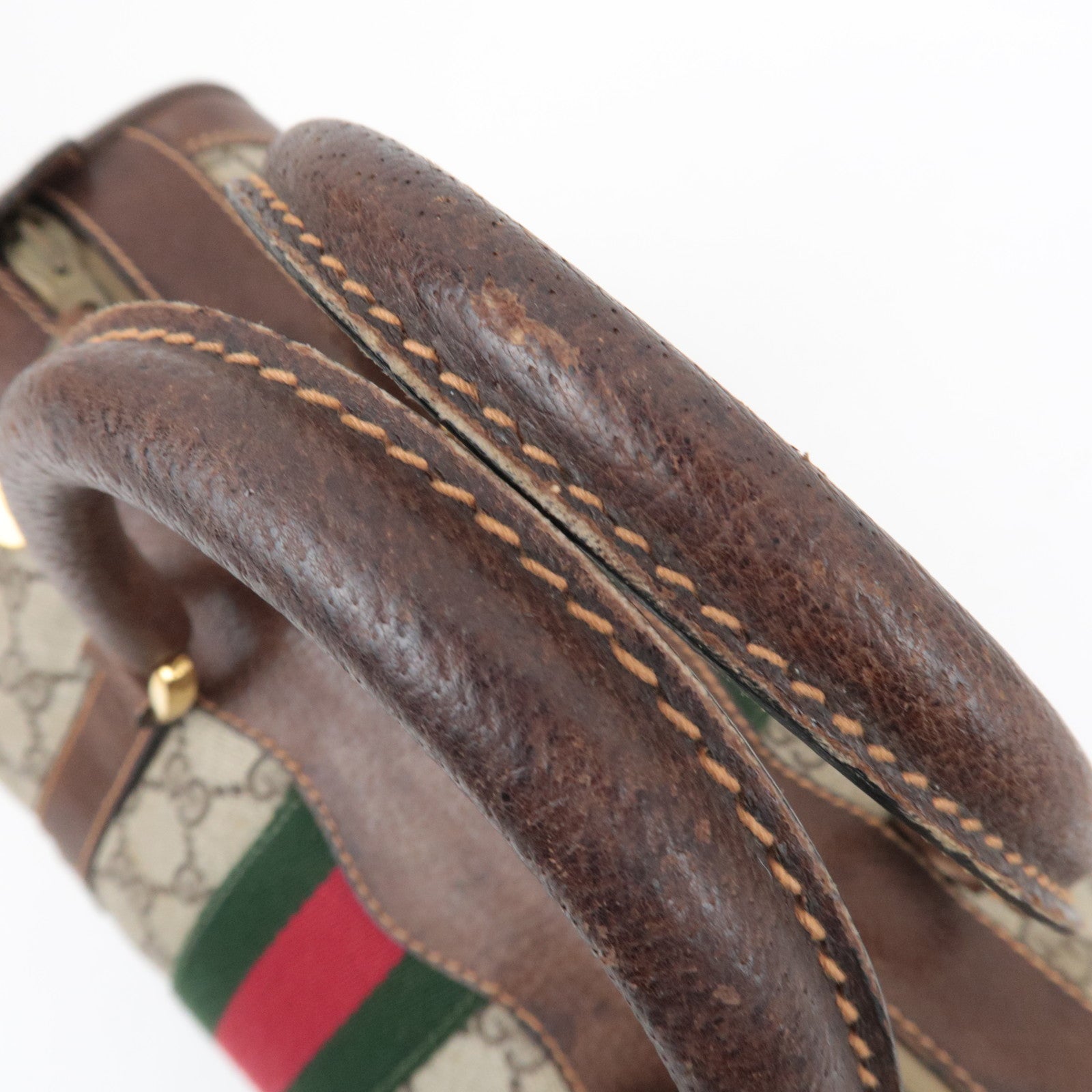 GUCCI Sherry GG Plus Leather Boston Bag Beige Brown 98.56.002.0548