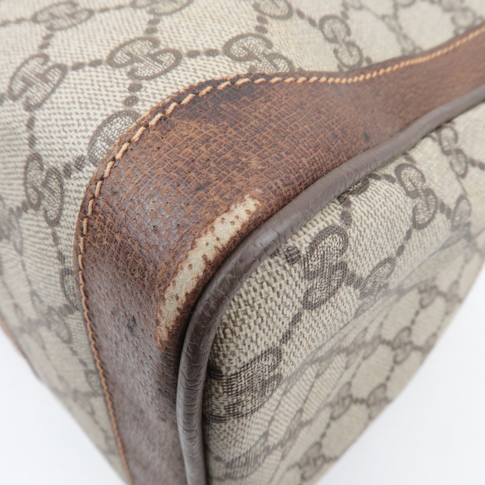 GUCCI Sherry GG Plus Leather Boston Bag Beige Brown 98.56.002.0548