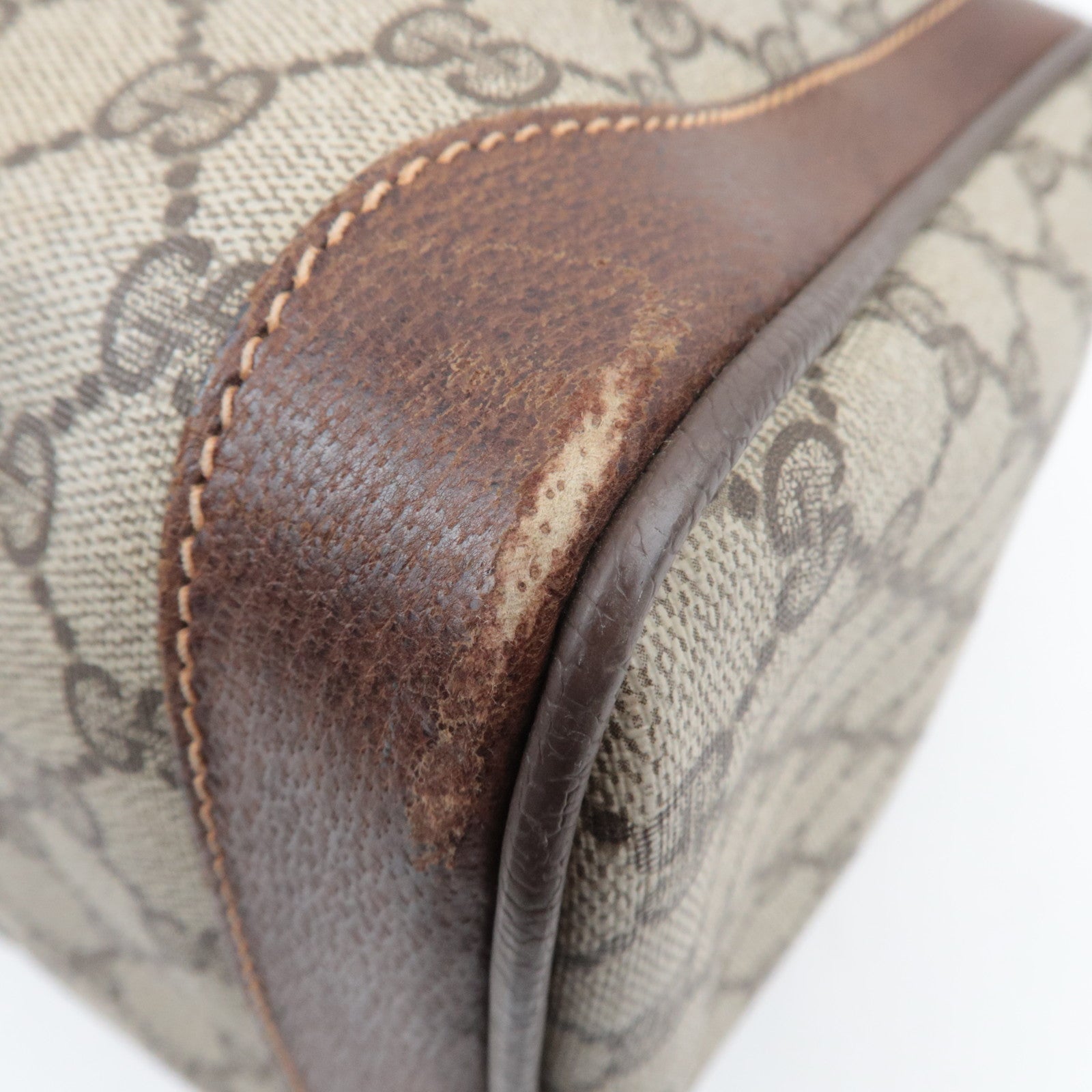 GUCCI Sherry GG Plus Leather Boston Bag Beige Brown 98.56.002.0548