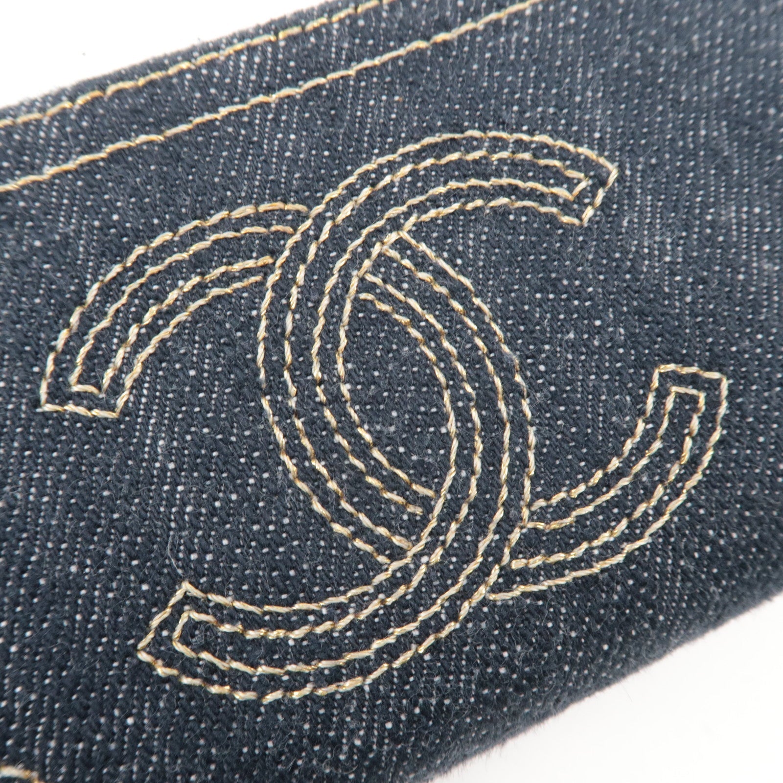 CHANEL Coco Mark Coin Case Wallet Denim Navy 10557674