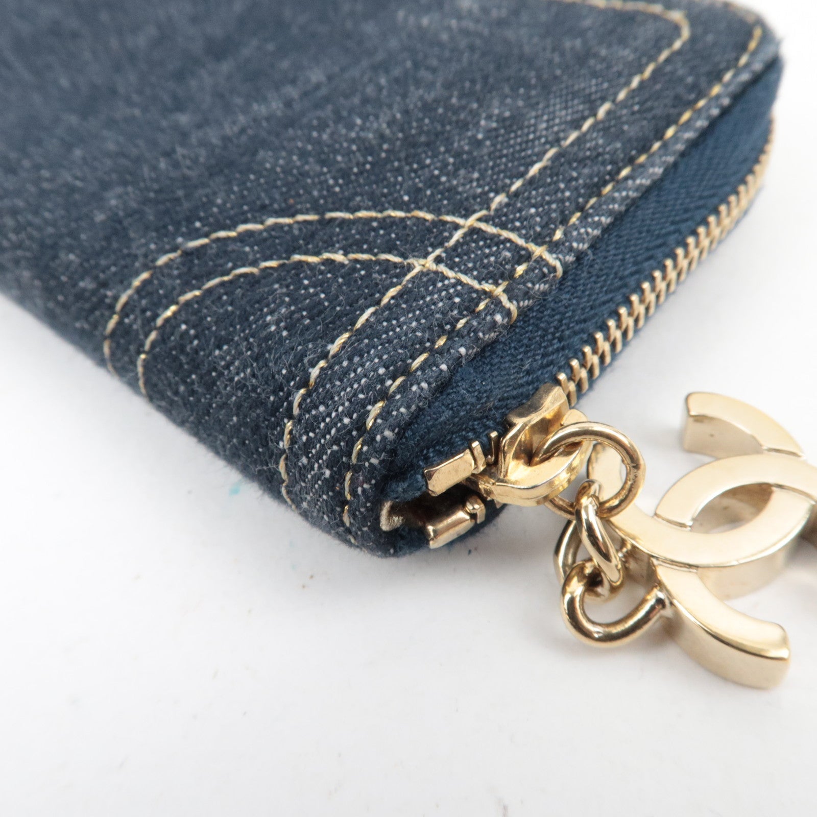 CHANEL Coco Mark Coin Case Wallet Denim Navy 10557674