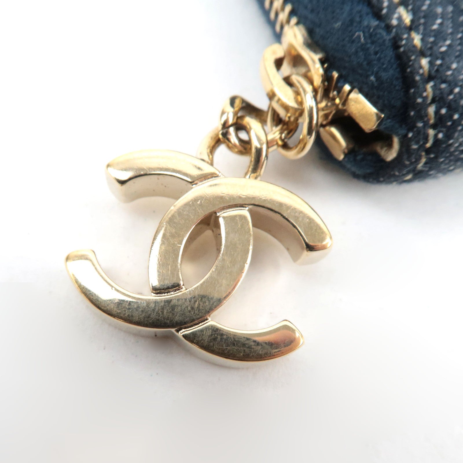 CHANEL Coco Mark Coin Case Wallet Denim Navy 10557674