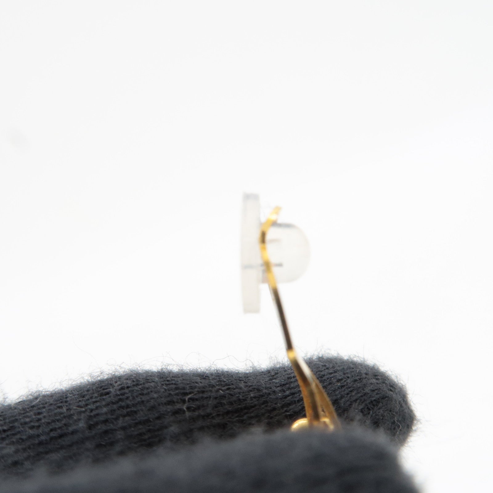 CHANEL Matelasse Coco Mark Vintage Earrings 25 Gold Metal *Box