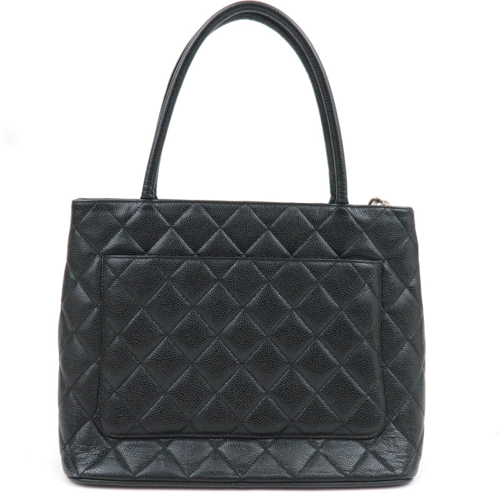 CHANEL Medallion Tote Bag Caviarskin Black Silver HDW A01804 6194866